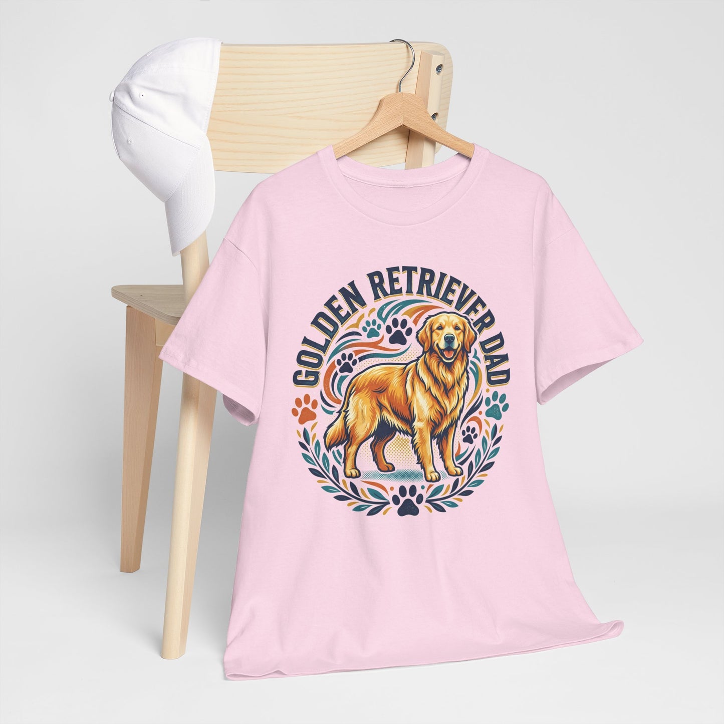 Golden Retriever Dad Printed Cotton T‑Shirt