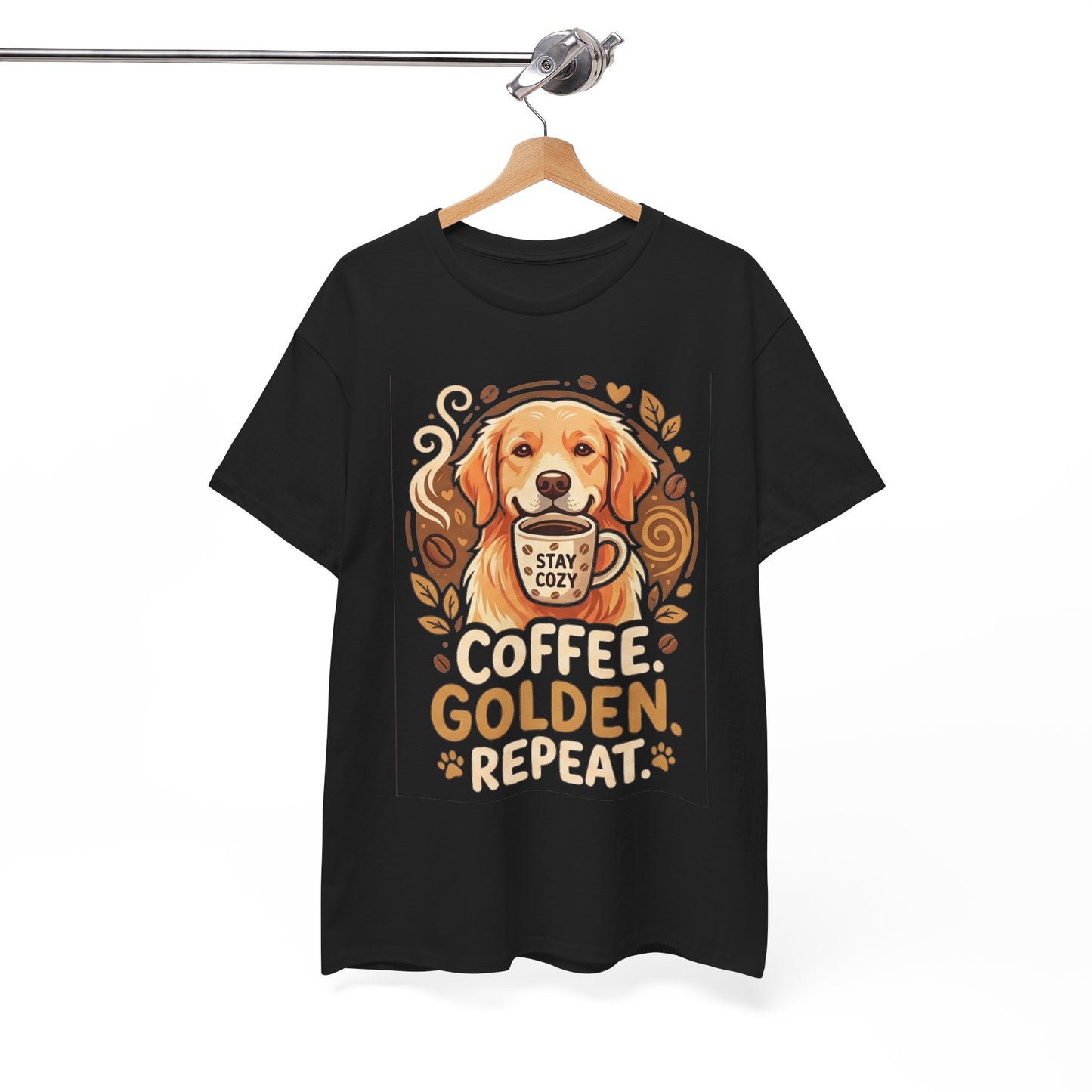 Golden Retriever Coffee Tee Shirt | Coffee Golden Repeat Dog Lover Graphic Tee