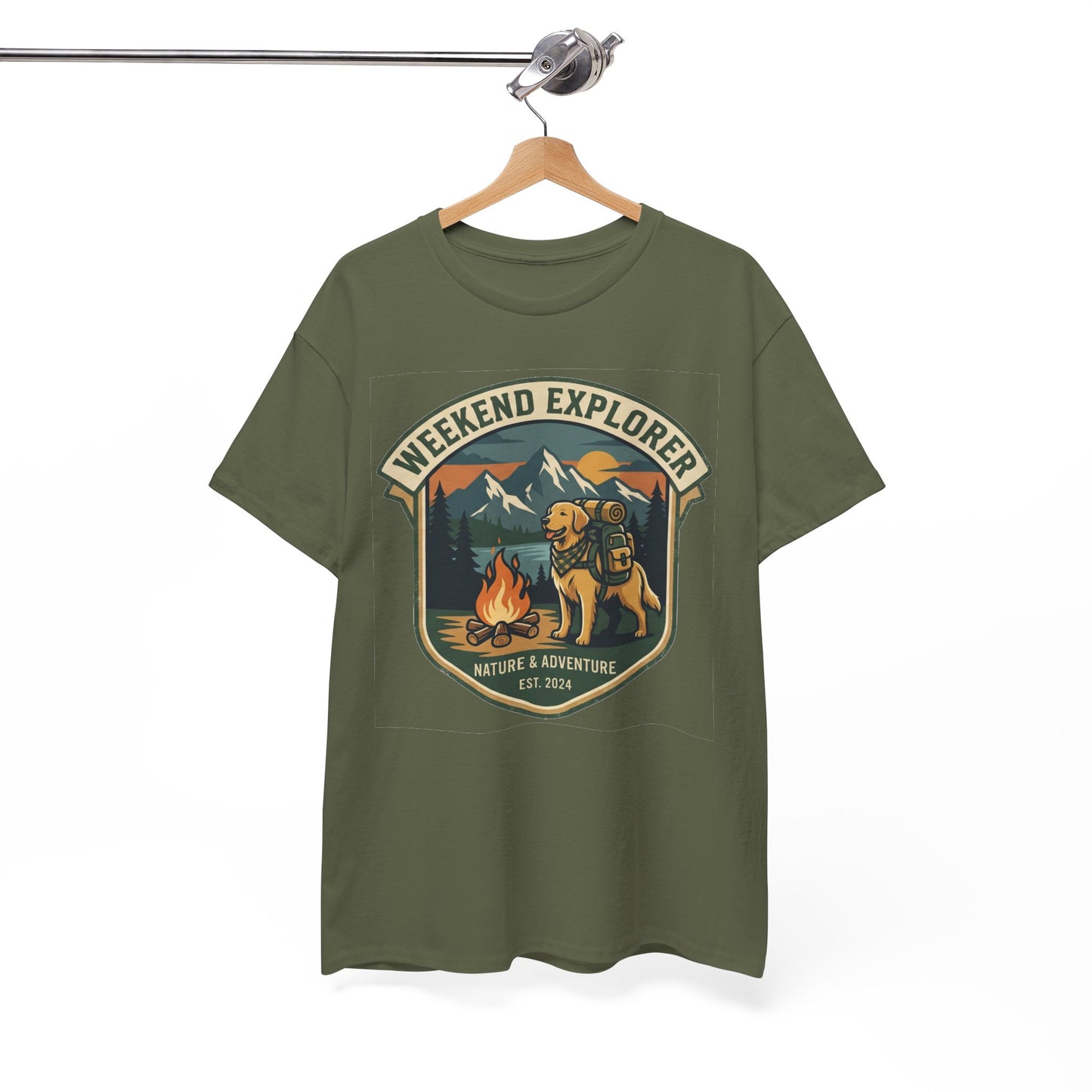 Golden Retriever Weekend Explorer T-Shirt Outdoor Camping Mountain Graphic Tee