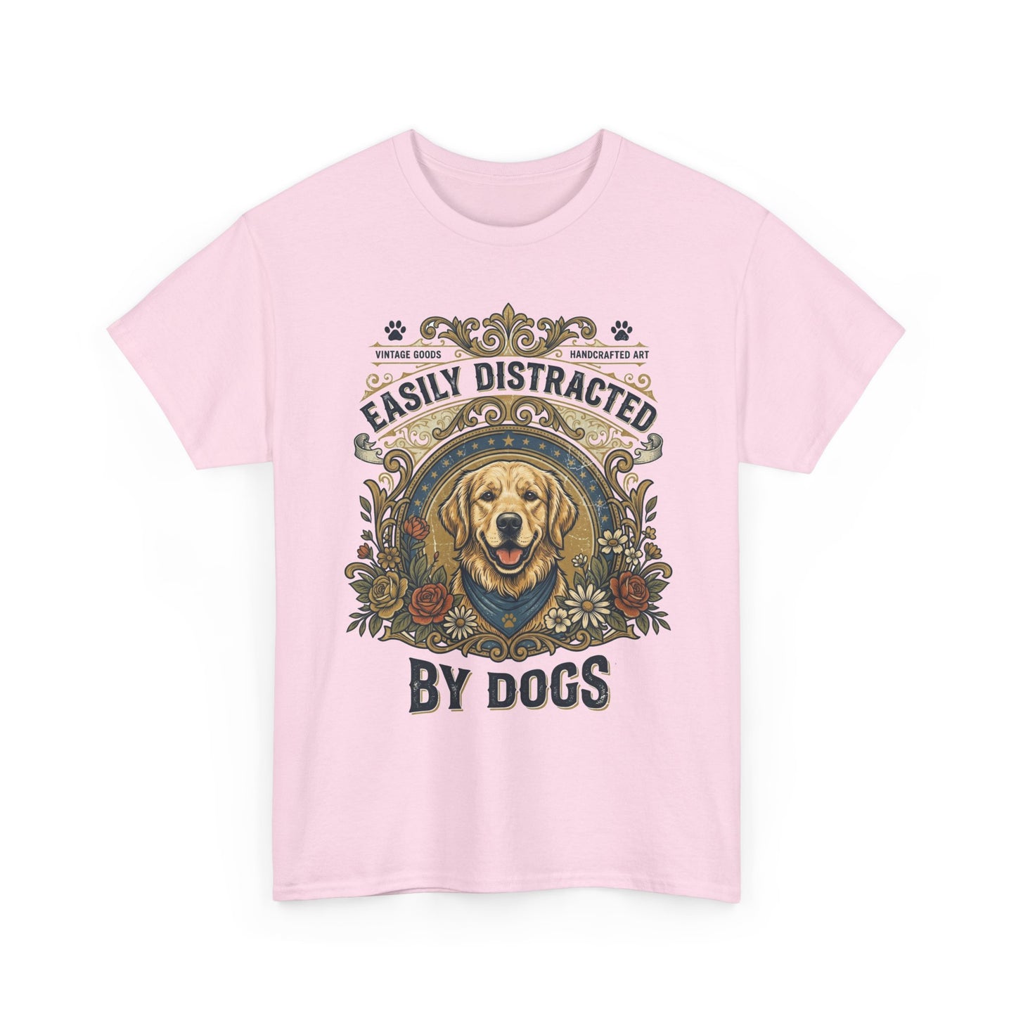 Easily Distracted By Dogs Printed Cotton T‑Shirt