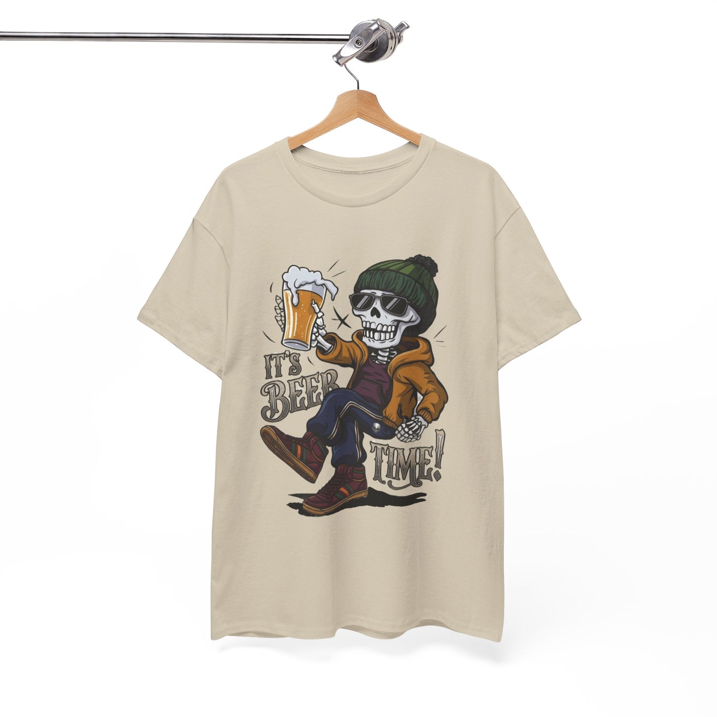 "It's Beer Time" Skull & Beanie Graphic Tee