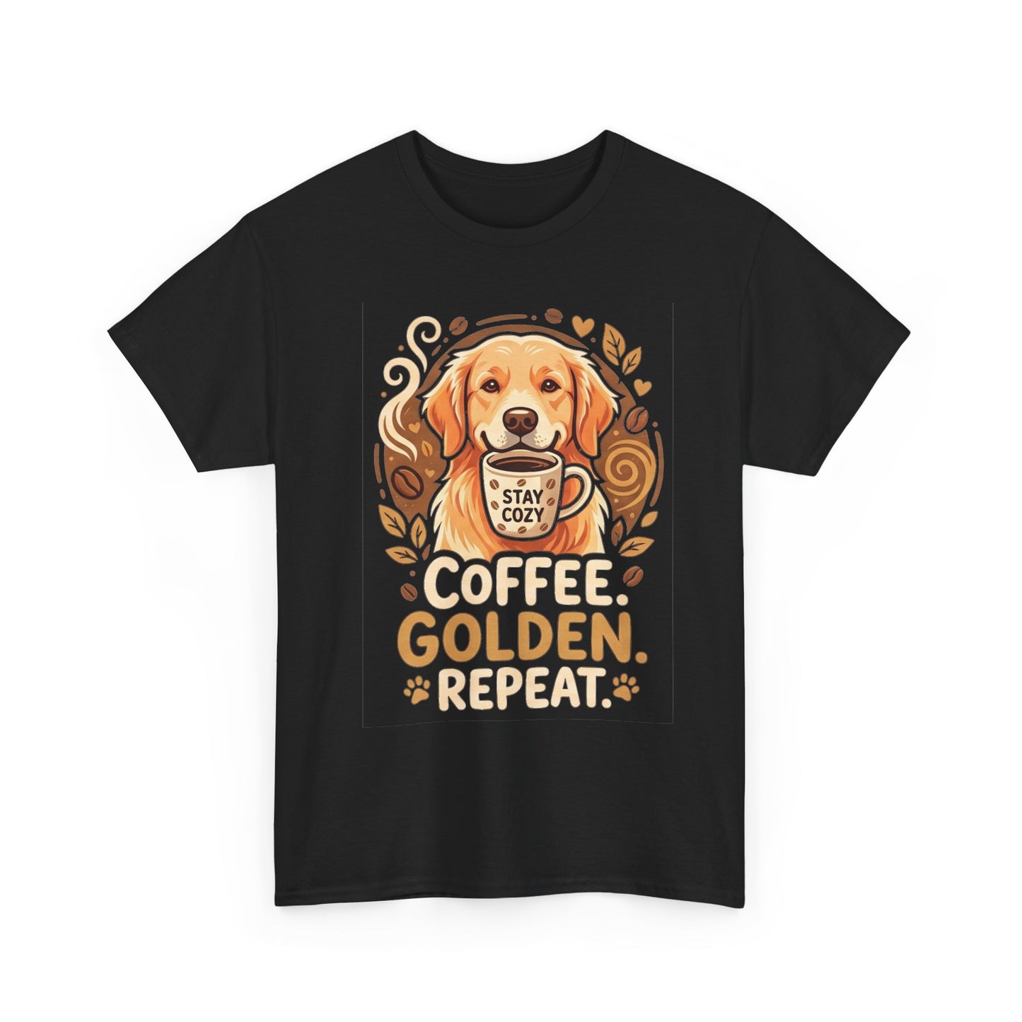 Golden Retriever Coffee Tee Shirt | Coffee Golden Repeat Dog Lover Graphic Tee