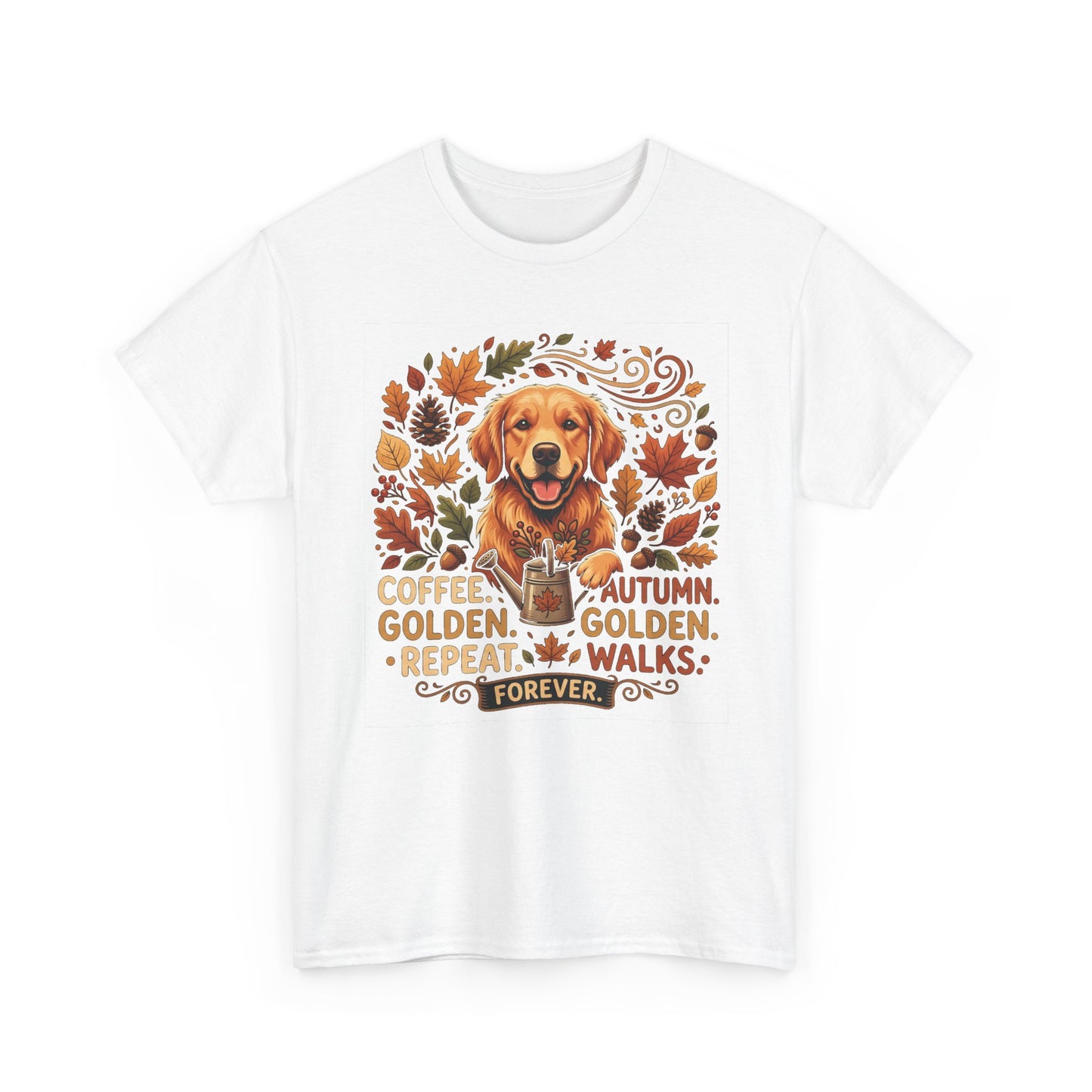 Golden Retriever Autumn T-Shirt | Fall Leaves Dog Lover Graphic Unisex Tee