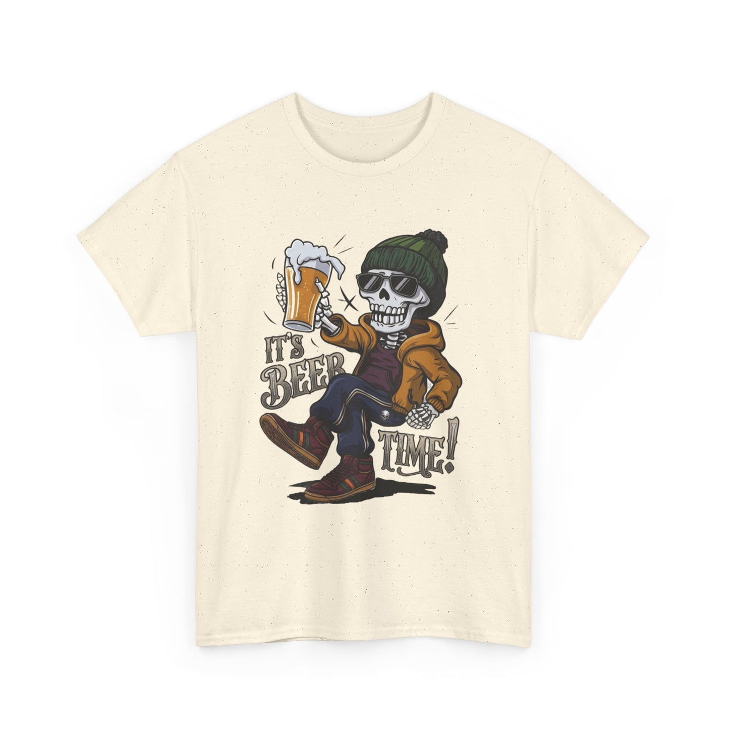 "It's Beer Time" Skull & Beanie Graphic Tee