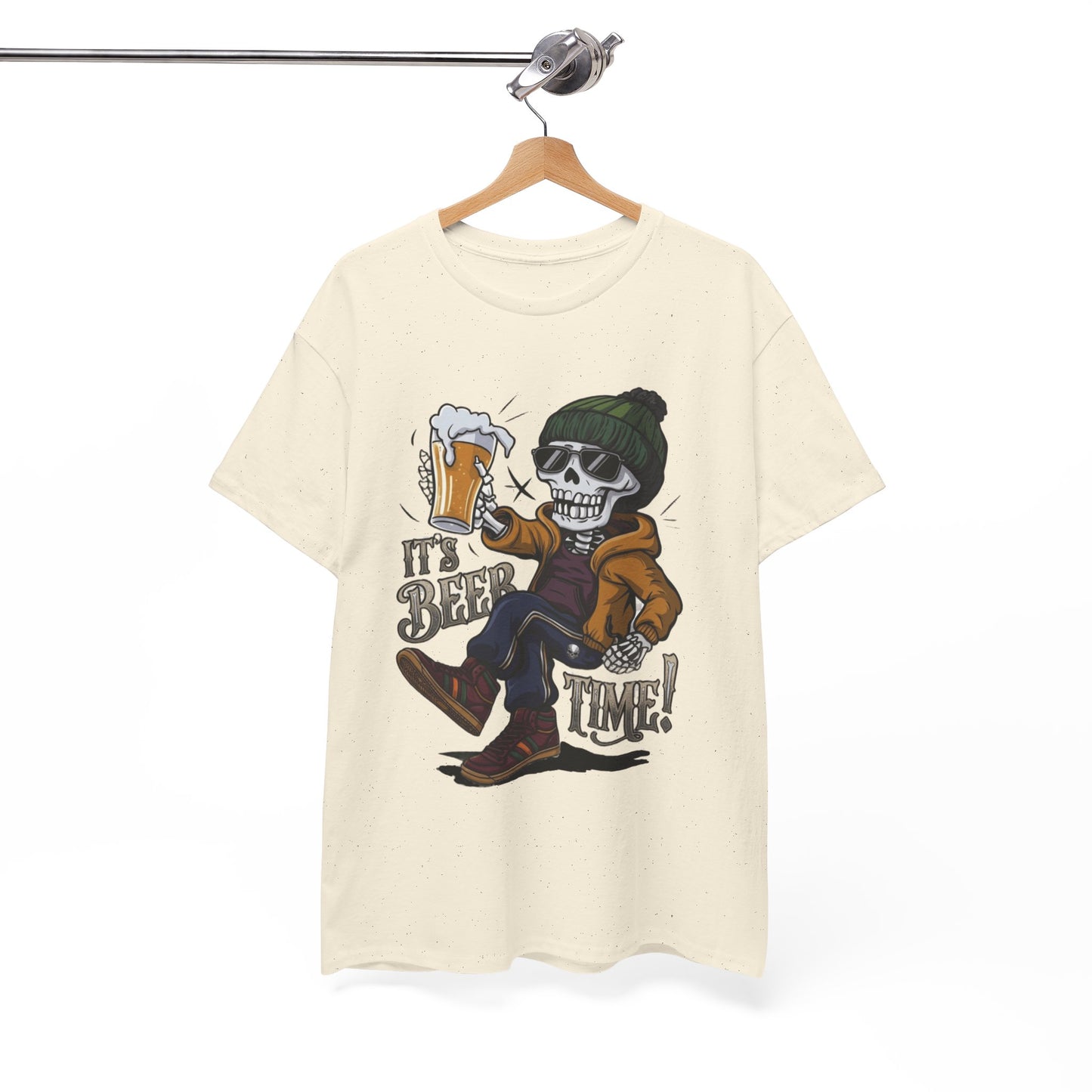 "It's Beer Time" Skull & Beanie Graphic Tee