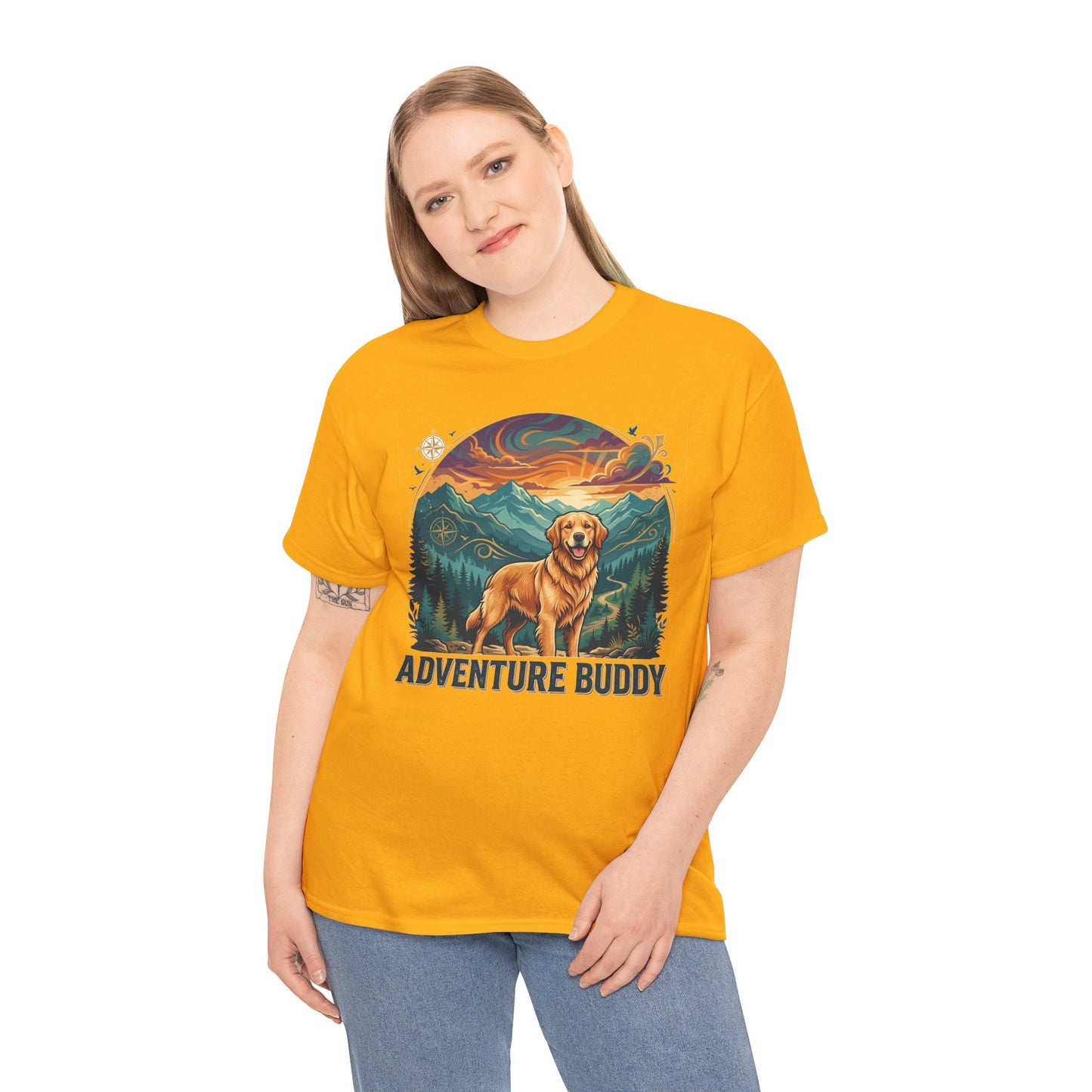 Golden Retriever Adventure Buddy Printed Graphic T-Shirt