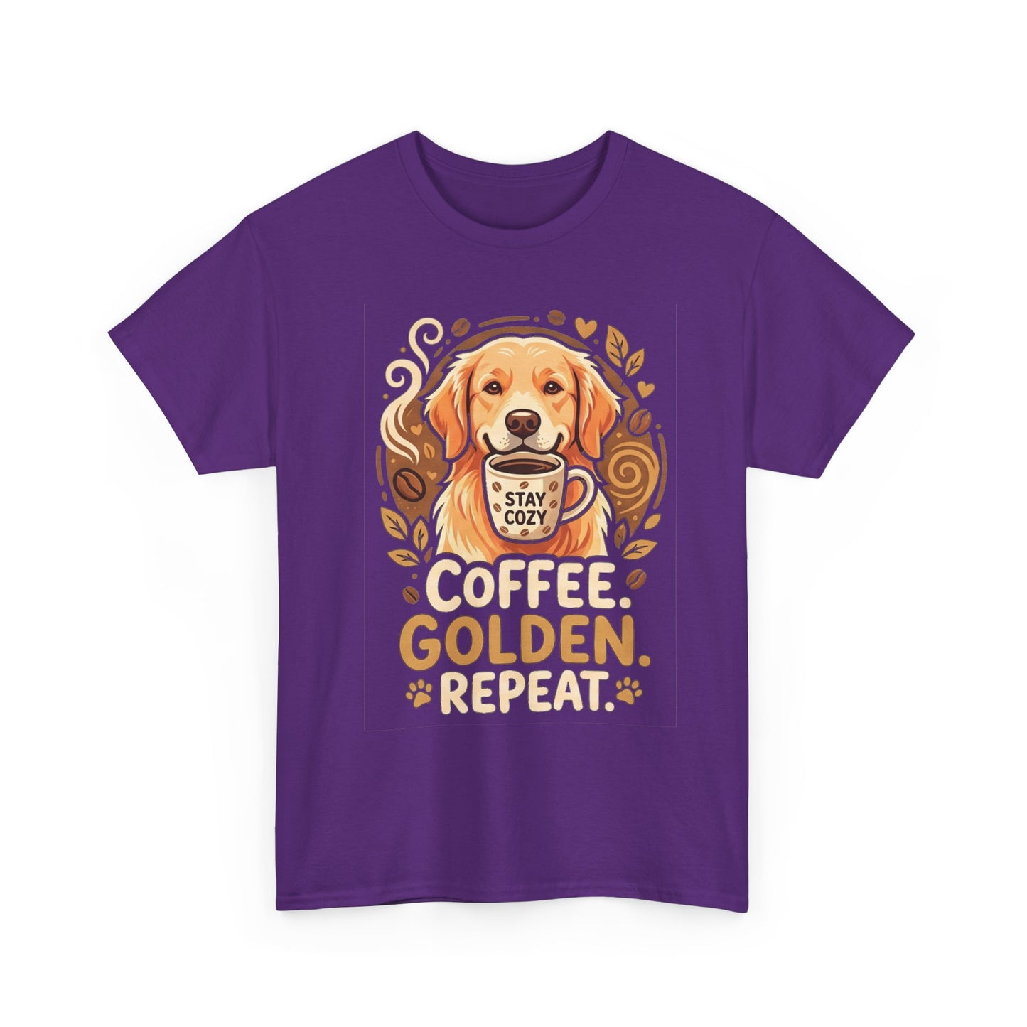 Golden Retriever Coffee Tee Shirt | Coffee Golden Repeat Dog Lover Graphic Tee