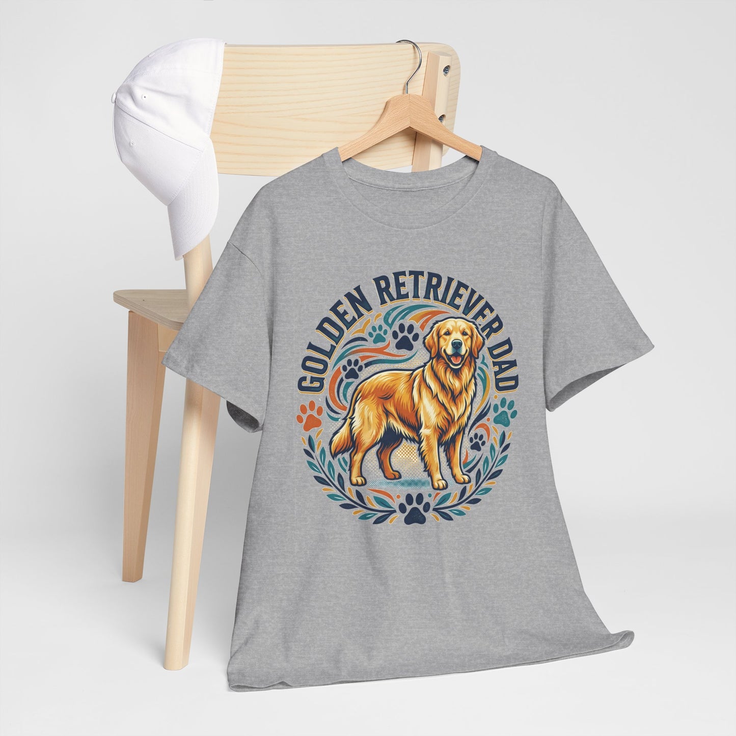 Golden Retriever Dad Printed Cotton T‑Shirt