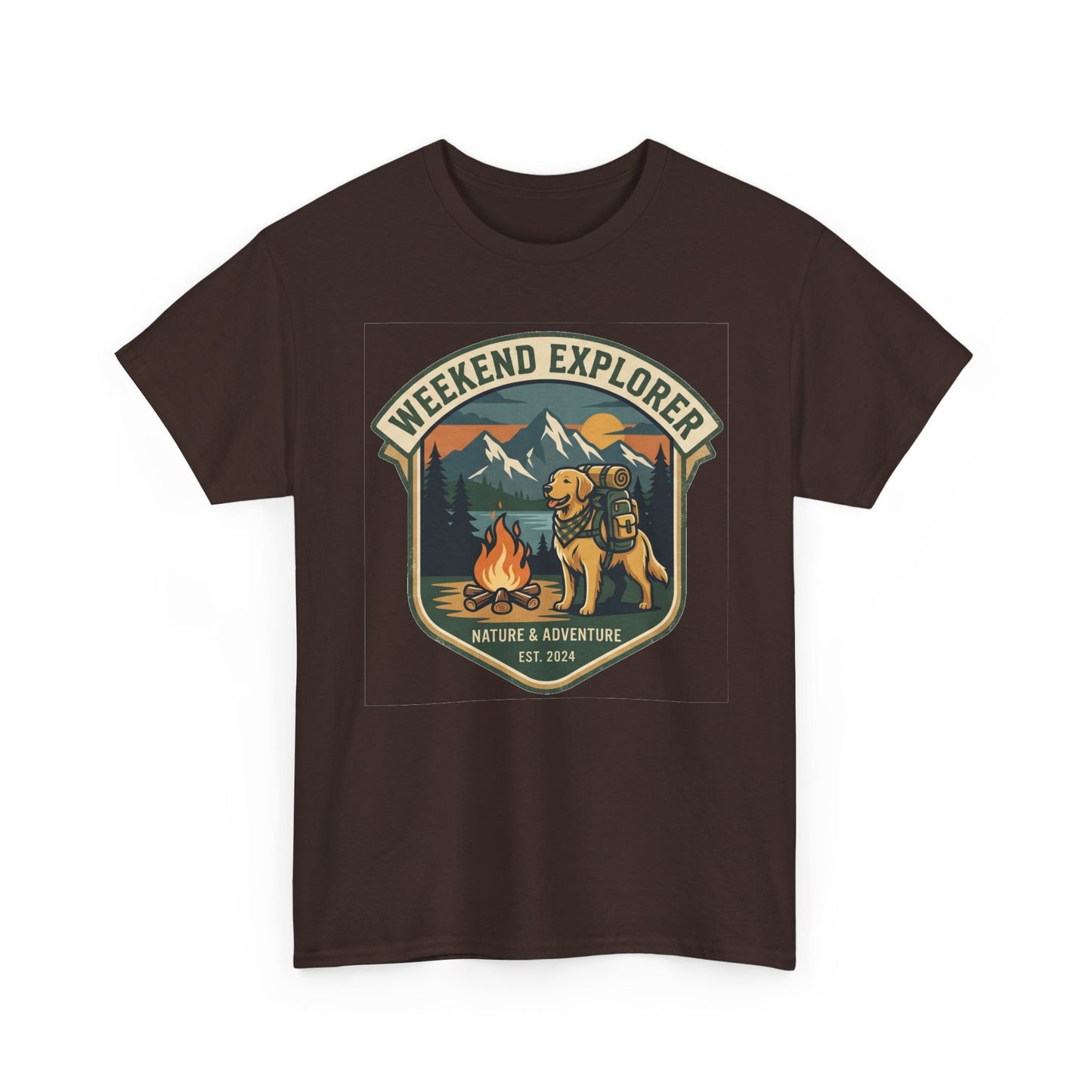 Golden Retriever Weekend Explorer T-Shirt Outdoor Camping Mountain Graphic Tee