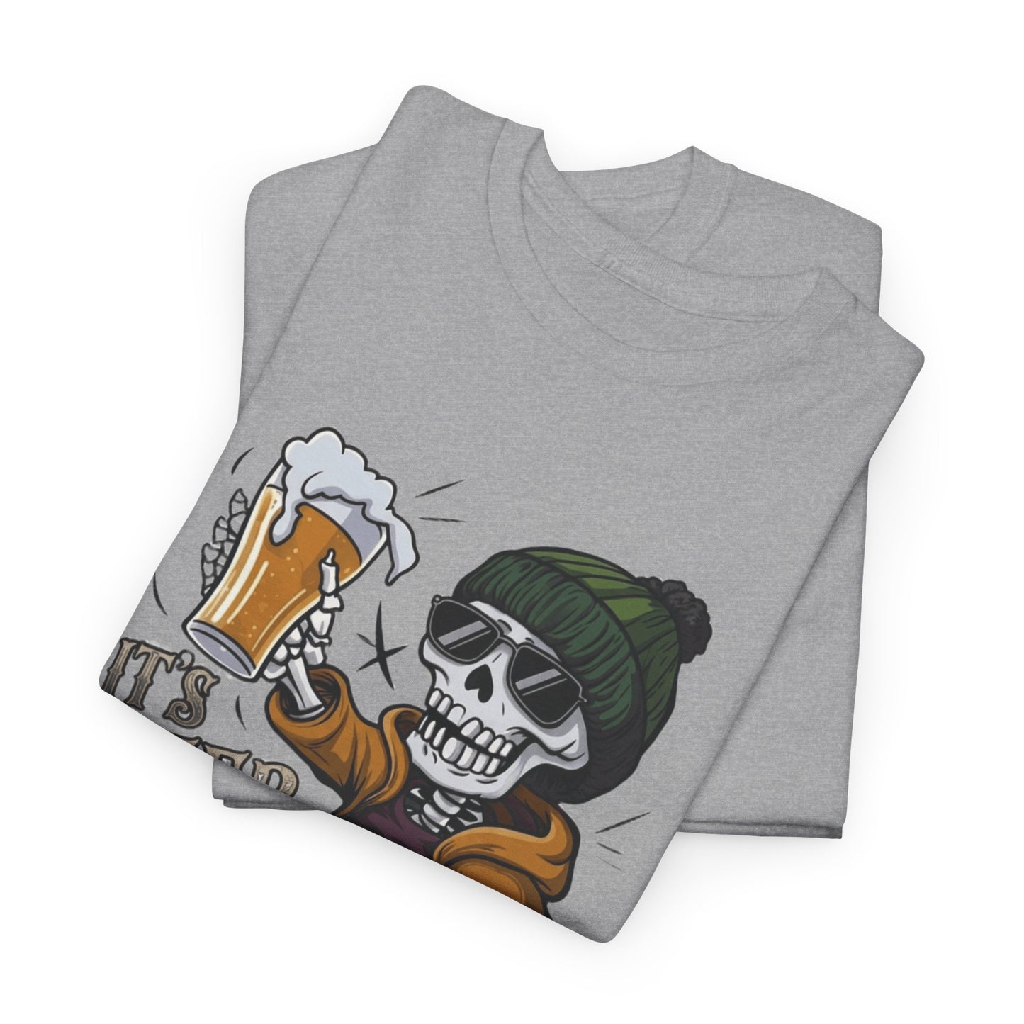 "It's Beer Time" Skull & Beanie Graphic Tee