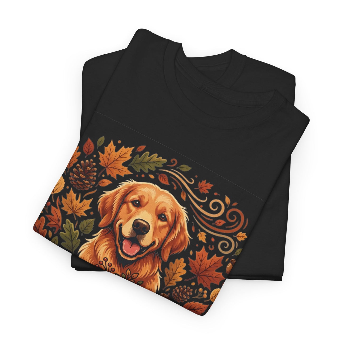 Golden Retriever Autumn T-Shirt | Fall Leaves Dog Lover Graphic Unisex Tee