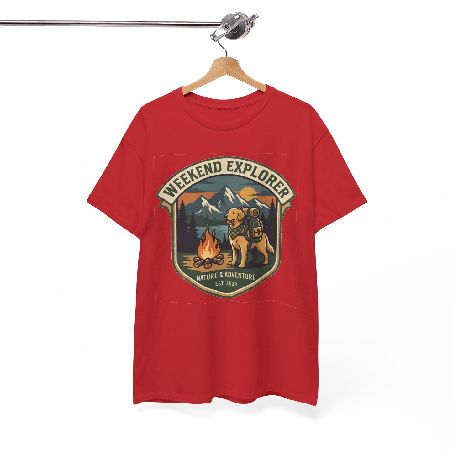 Golden Retriever Weekend Explorer T-Shirt Outdoor Camping Mountain Graphic Tee