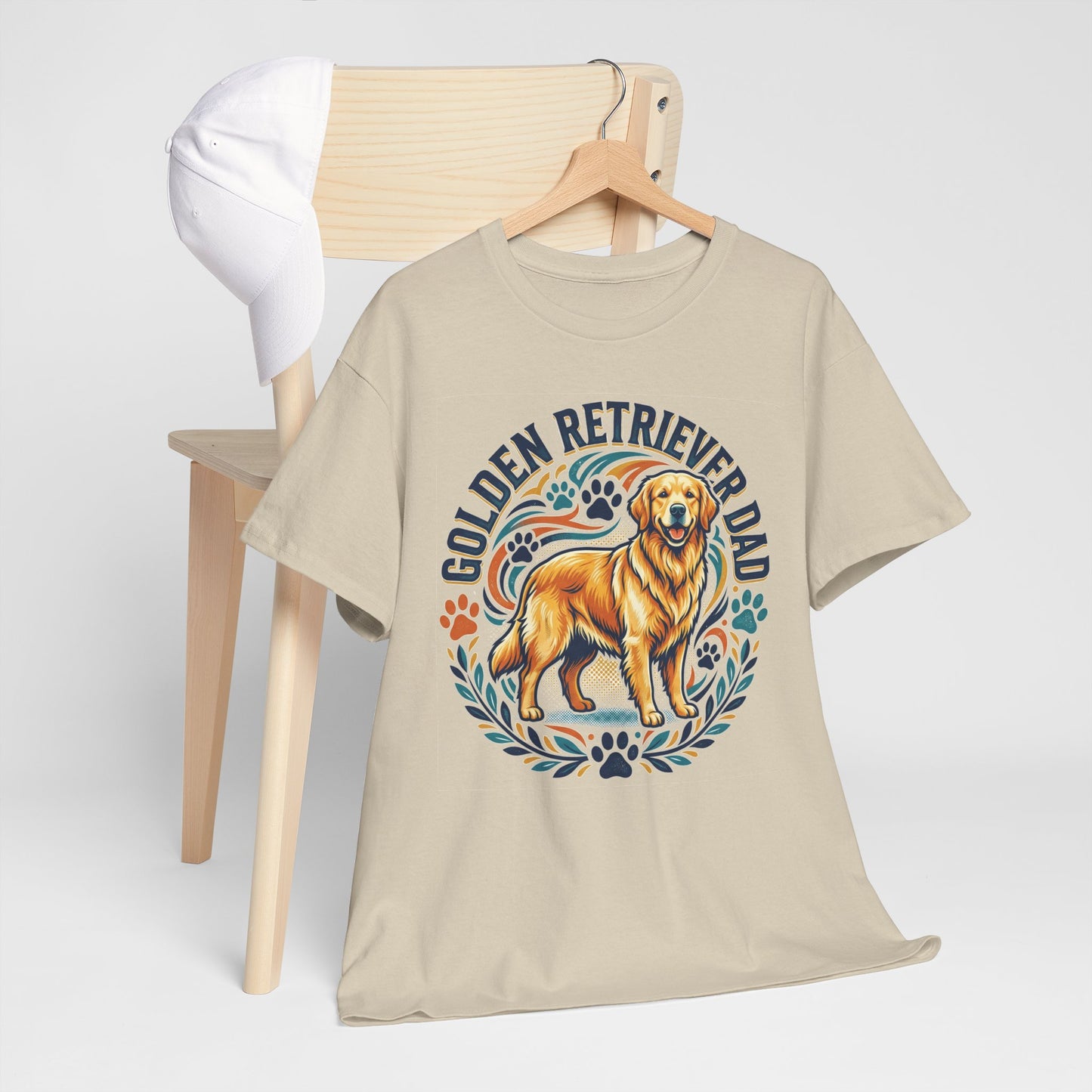 Golden Retriever Dad Printed Cotton T‑Shirt