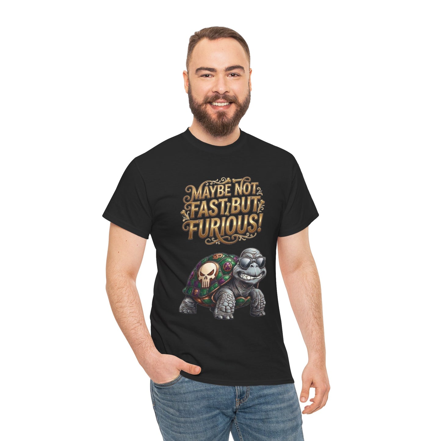 T-Shirt — "Maybe Not Fast but Furious!" Turtle Graphic Tee