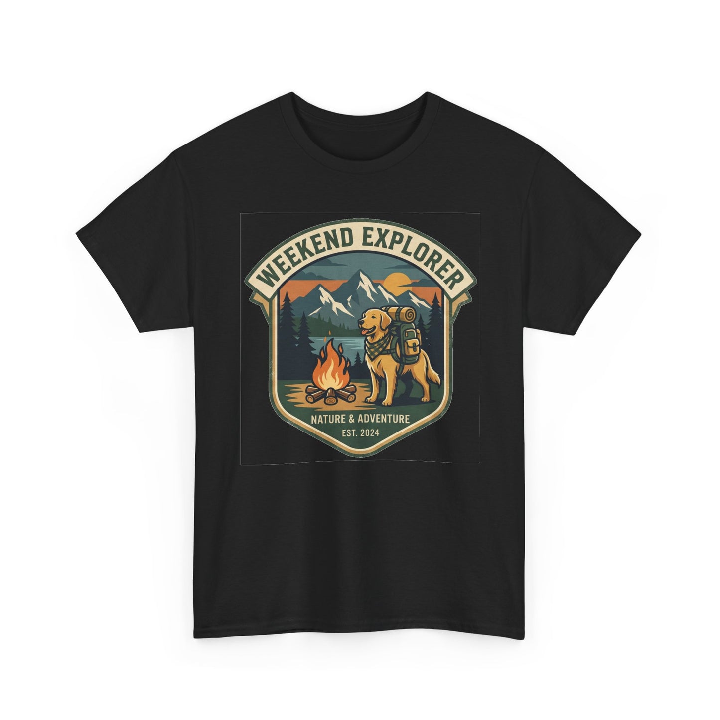Golden Retriever Weekend Explorer T-Shirt Outdoor Camping Mountain Graphic Tee