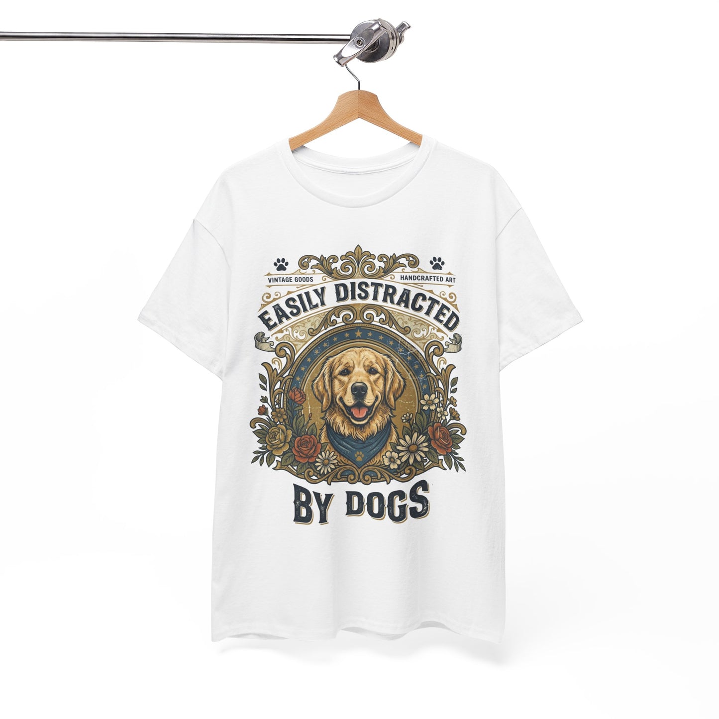 Easily Distracted By Dogs Printed Cotton T‑Shirt
