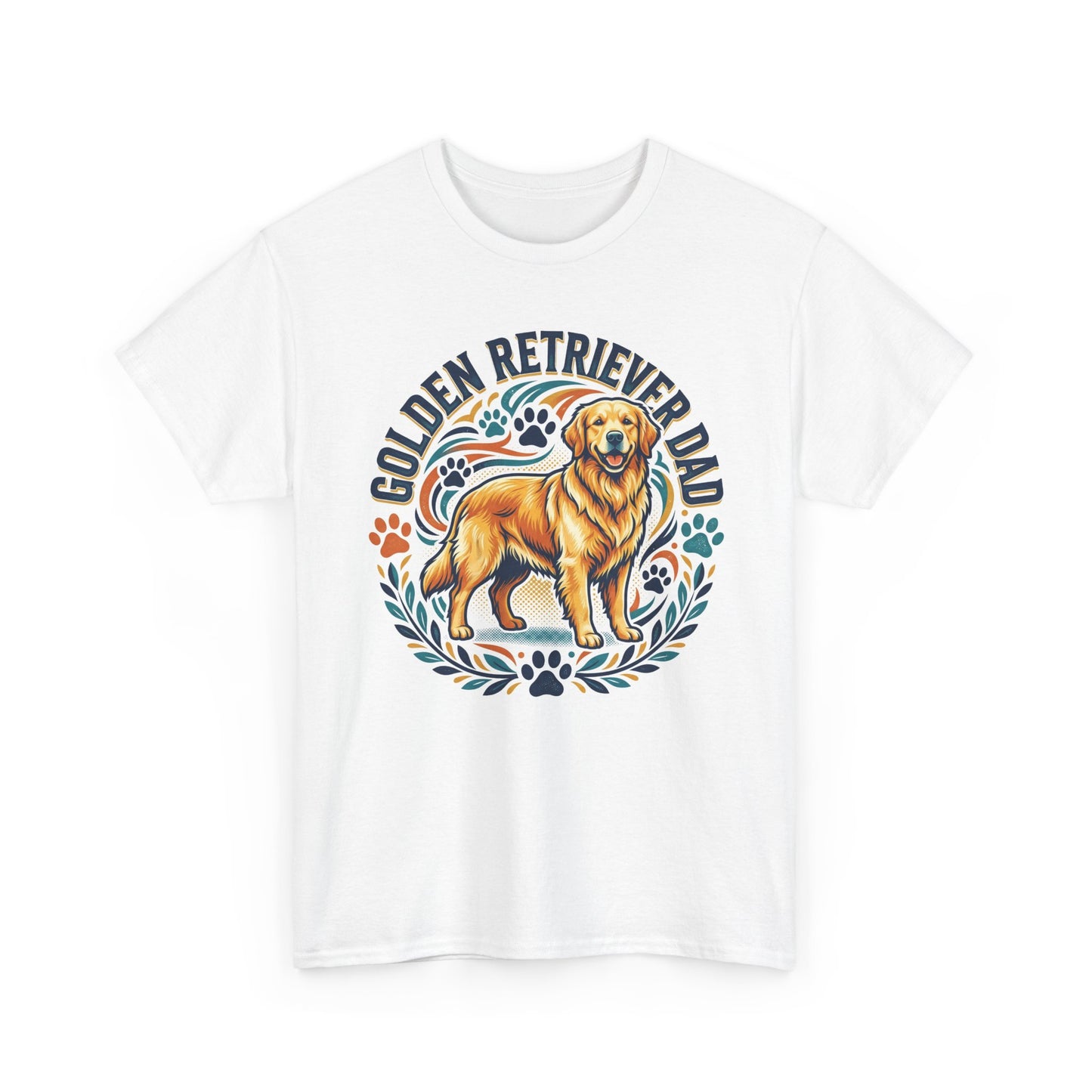 Golden Retriever Dad Printed Cotton T‑Shirt