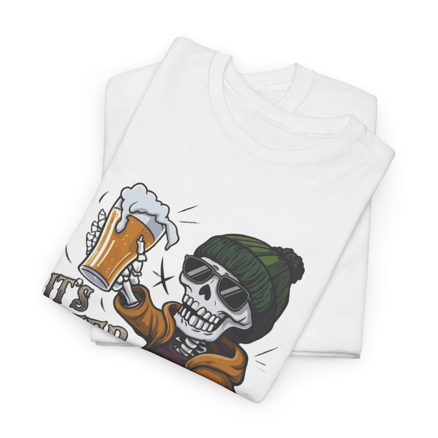 "It's Beer Time" Skull & Beanie Graphic Tee