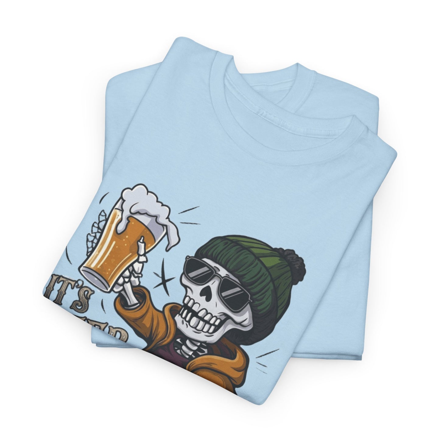 "It's Beer Time" Skull & Beanie Graphic Tee