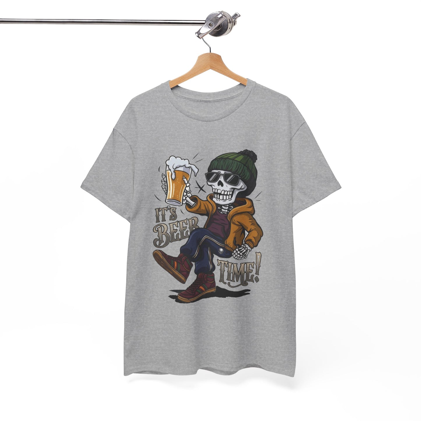 "It's Beer Time" Skull & Beanie Graphic Tee