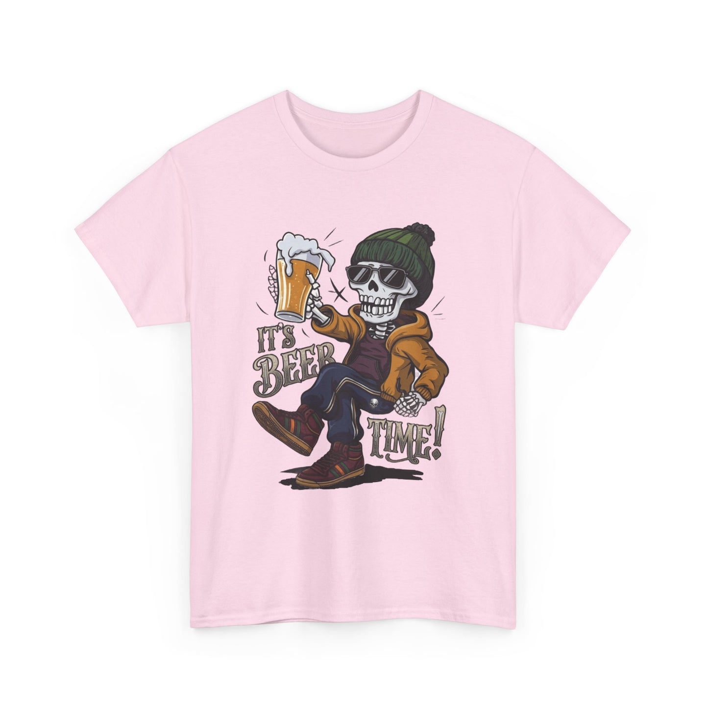 "It's Beer Time" Skull & Beanie Graphic Tee
