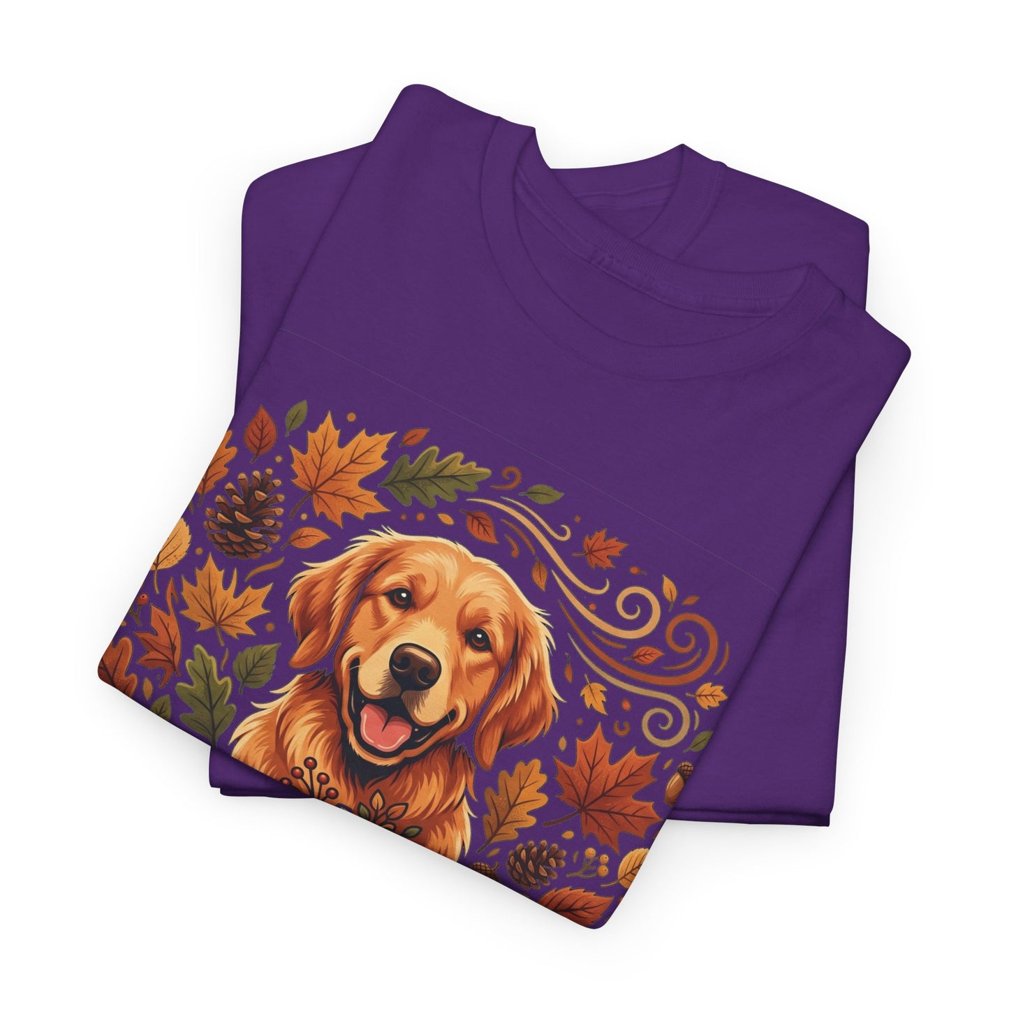 Golden Retriever Autumn T-Shirt | Fall Leaves Dog Lover Graphic Unisex Tee