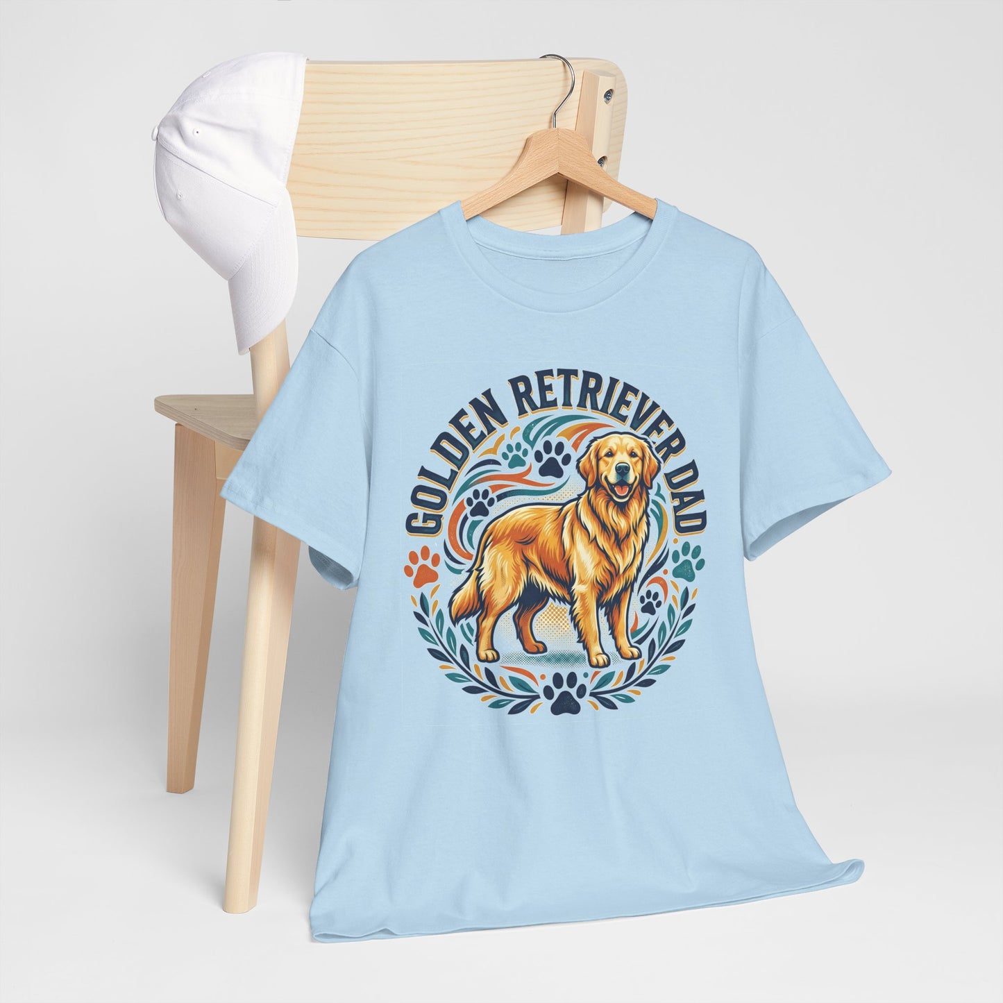 Golden Retriever Dad Printed Cotton T‑Shirt