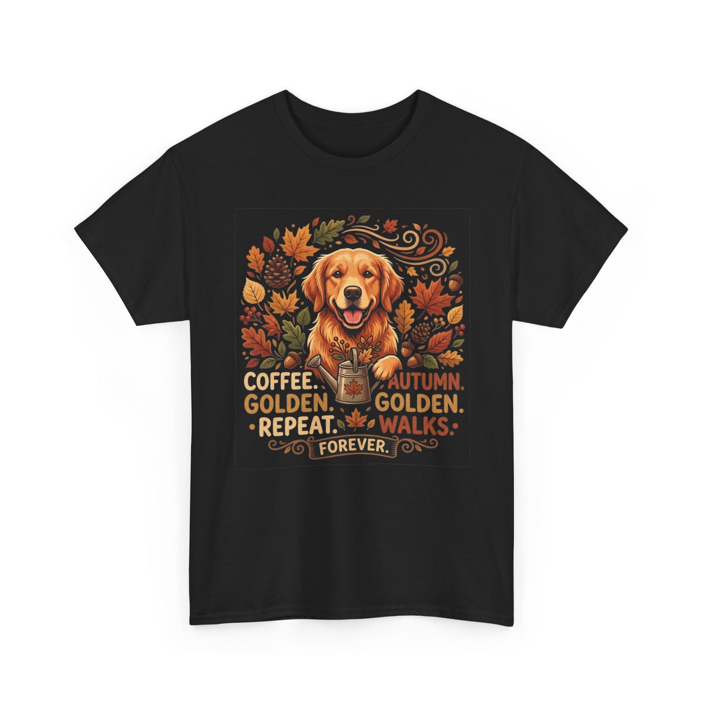 Golden Retriever Autumn T-Shirt | Fall Leaves Dog Lover Graphic Unisex Tee