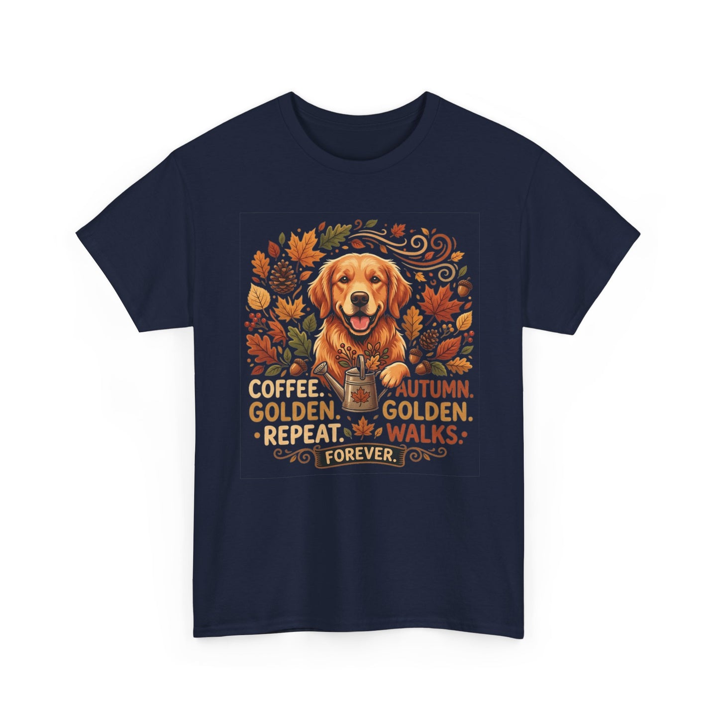 Golden Retriever Autumn T-Shirt | Fall Leaves Dog Lover Graphic Unisex Tee