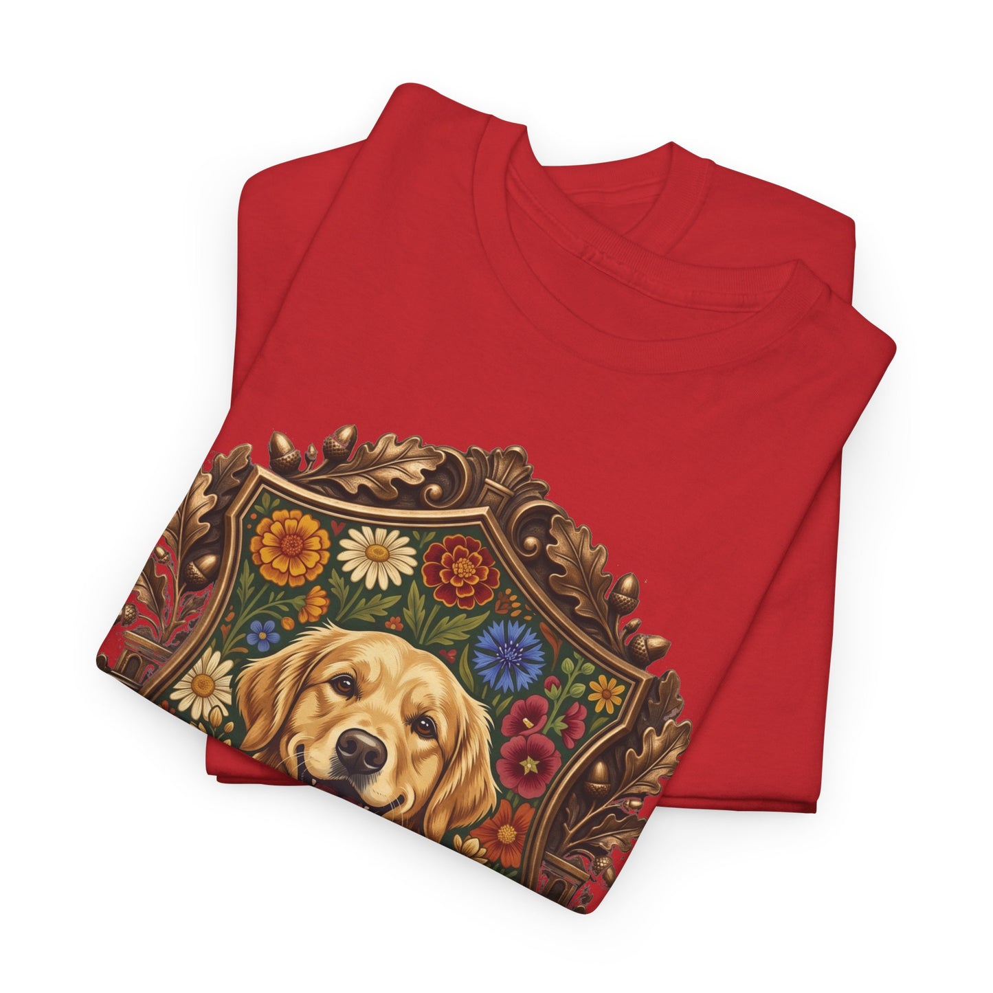 Golden Retriever 'Endless Smiles' T-Shirt  Vintage Floral Crest Dog Graphic Tee