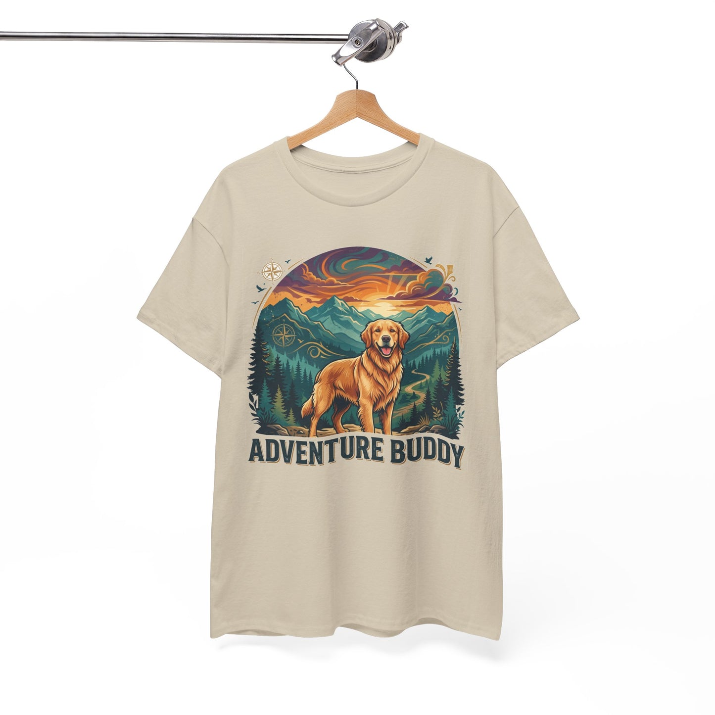 Golden Retriever Adventure Buddy Printed Graphic T-Shirt