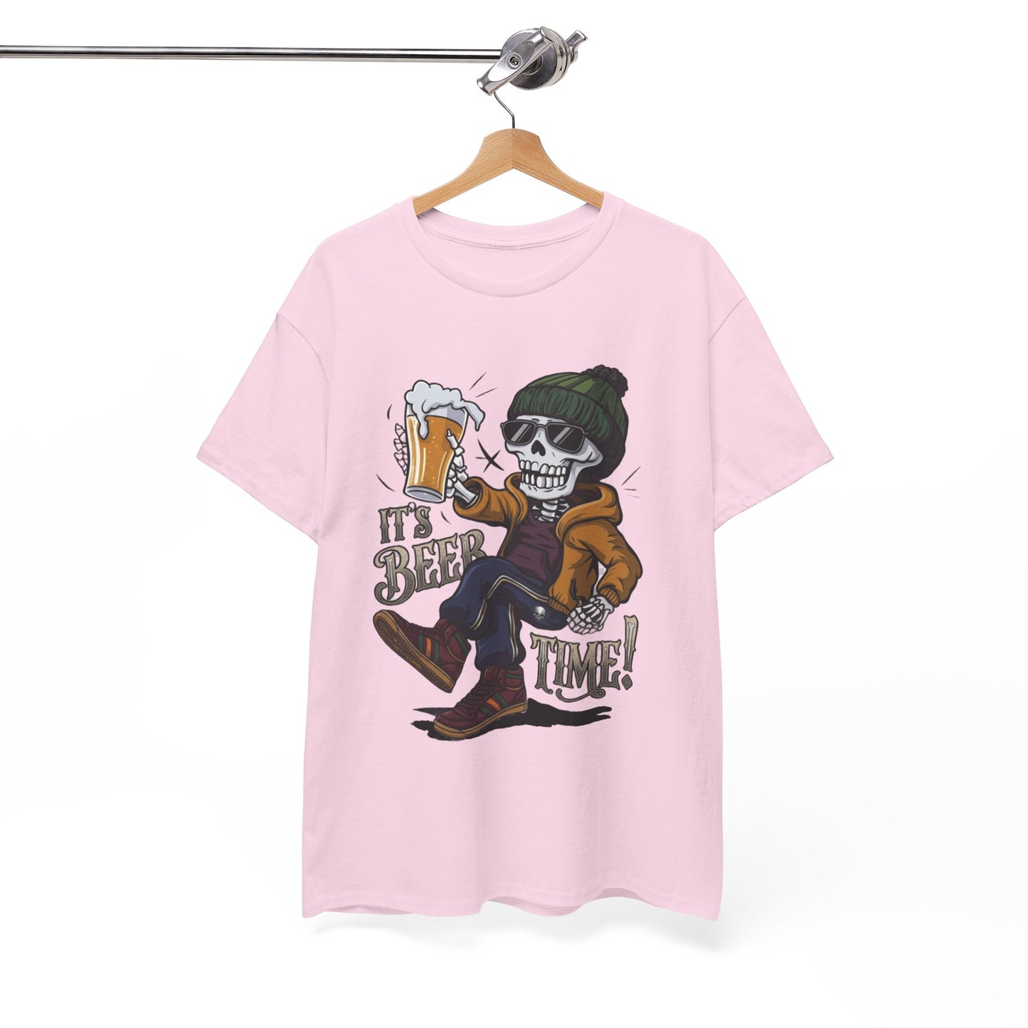 "It's Beer Time" Skull & Beanie Graphic Tee