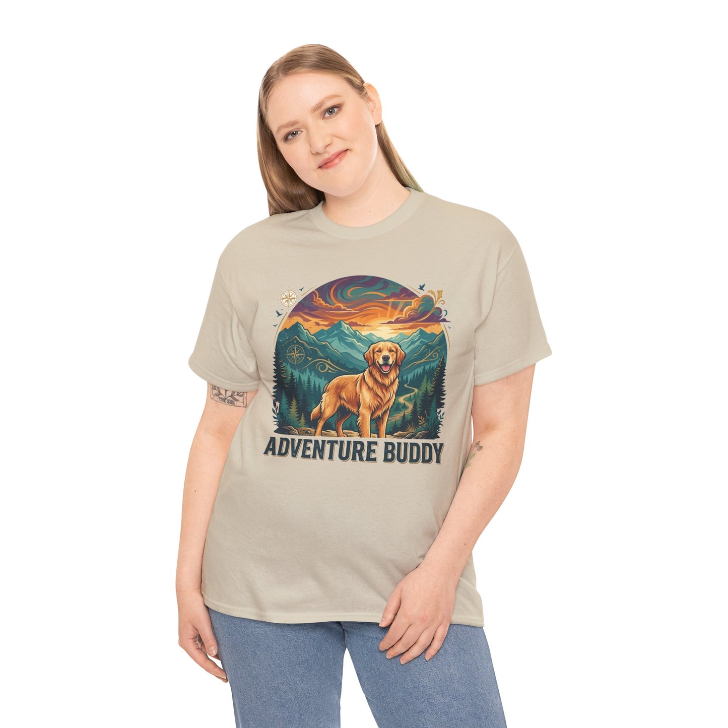 Golden Retriever Adventure Buddy Printed Graphic T-Shirt