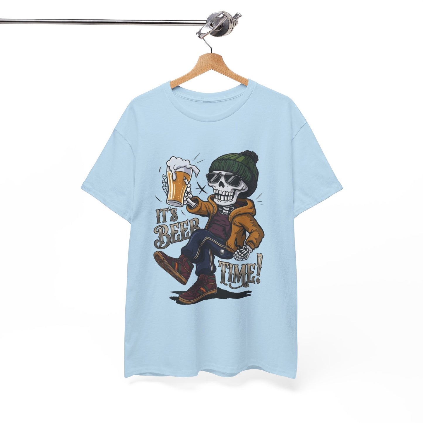 "It's Beer Time" Skull & Beanie Graphic Tee