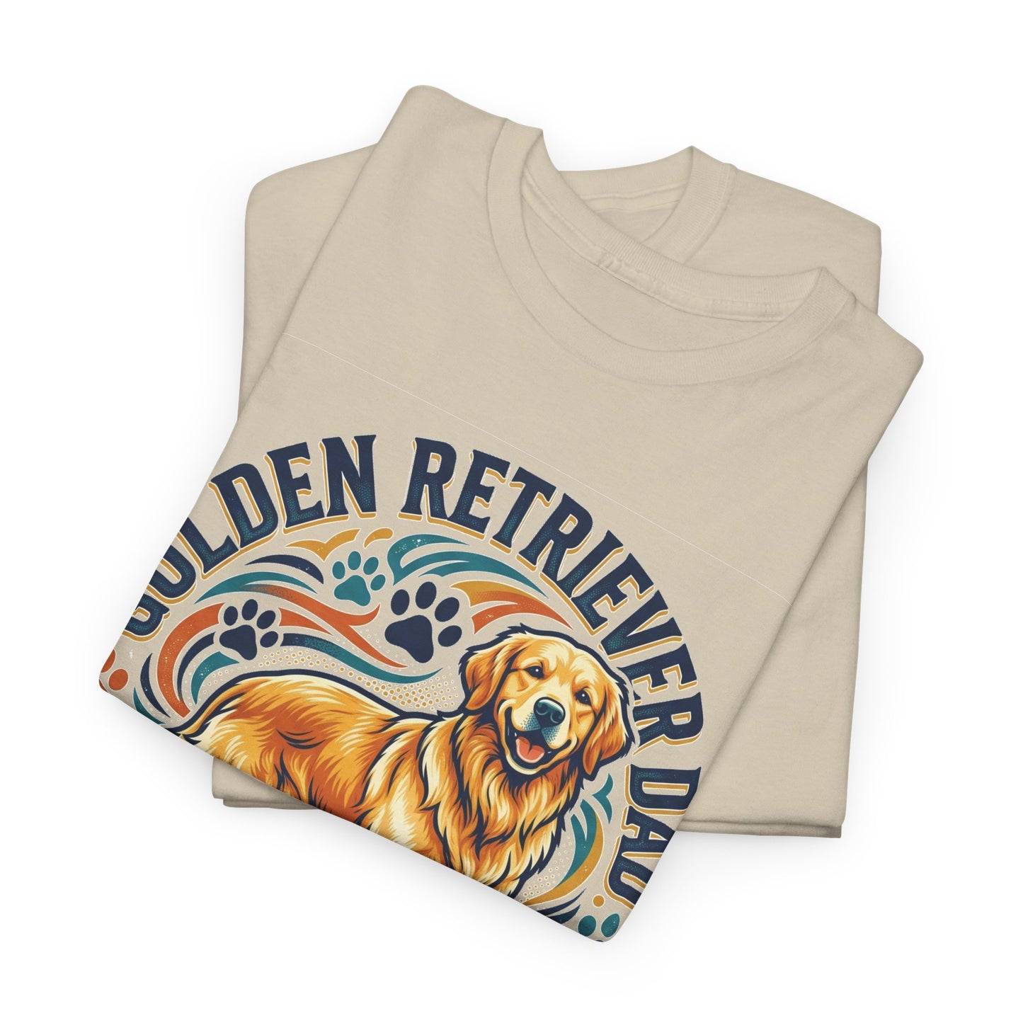 Golden Retriever Dad Printed Cotton T‑Shirt