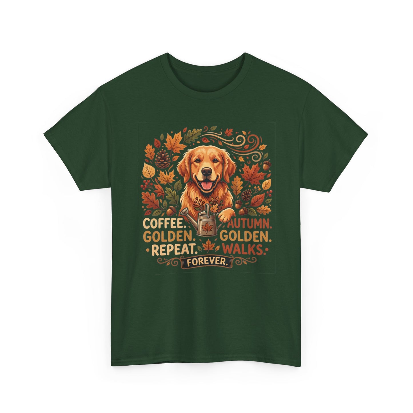 Golden Retriever Autumn T-Shirt | Fall Leaves Dog Lover Graphic Unisex Tee