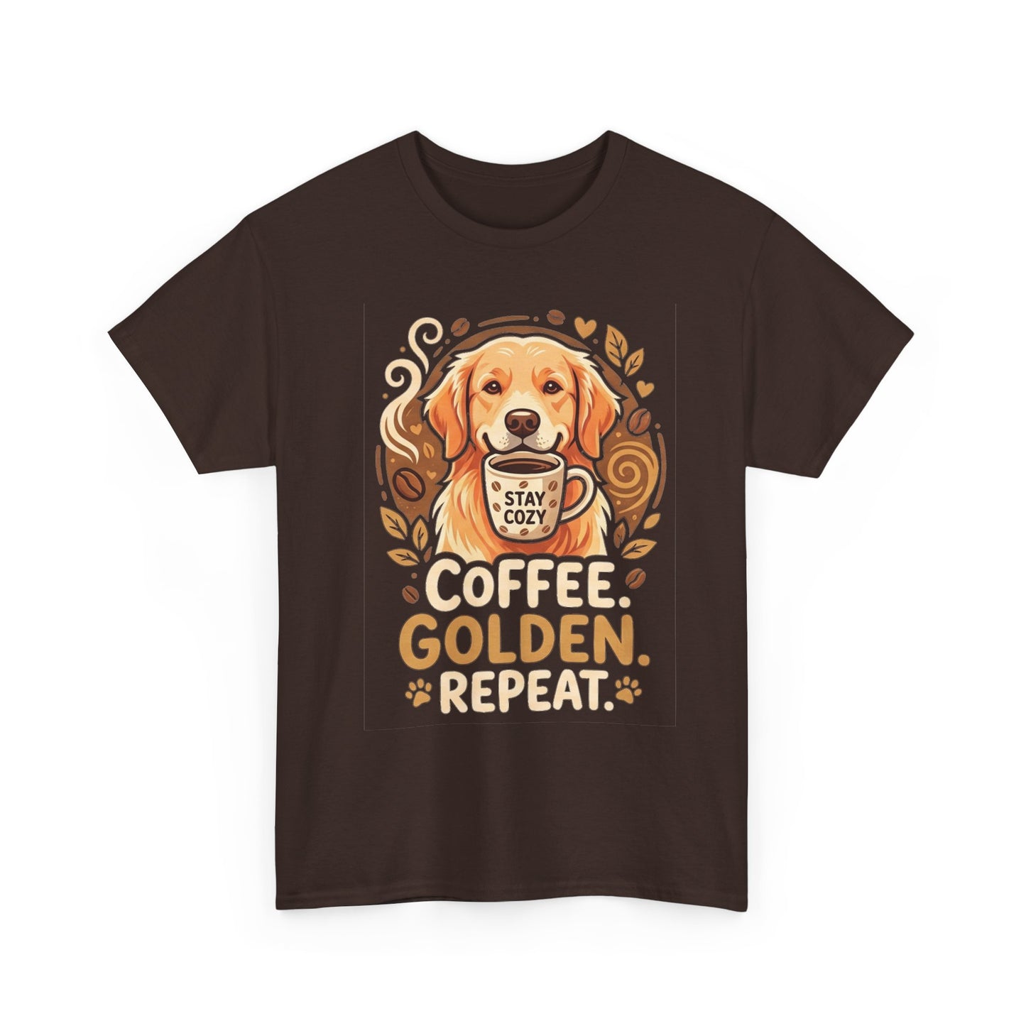 Golden Retriever Coffee Tee Shirt | Coffee Golden Repeat Dog Lover Graphic Tee
