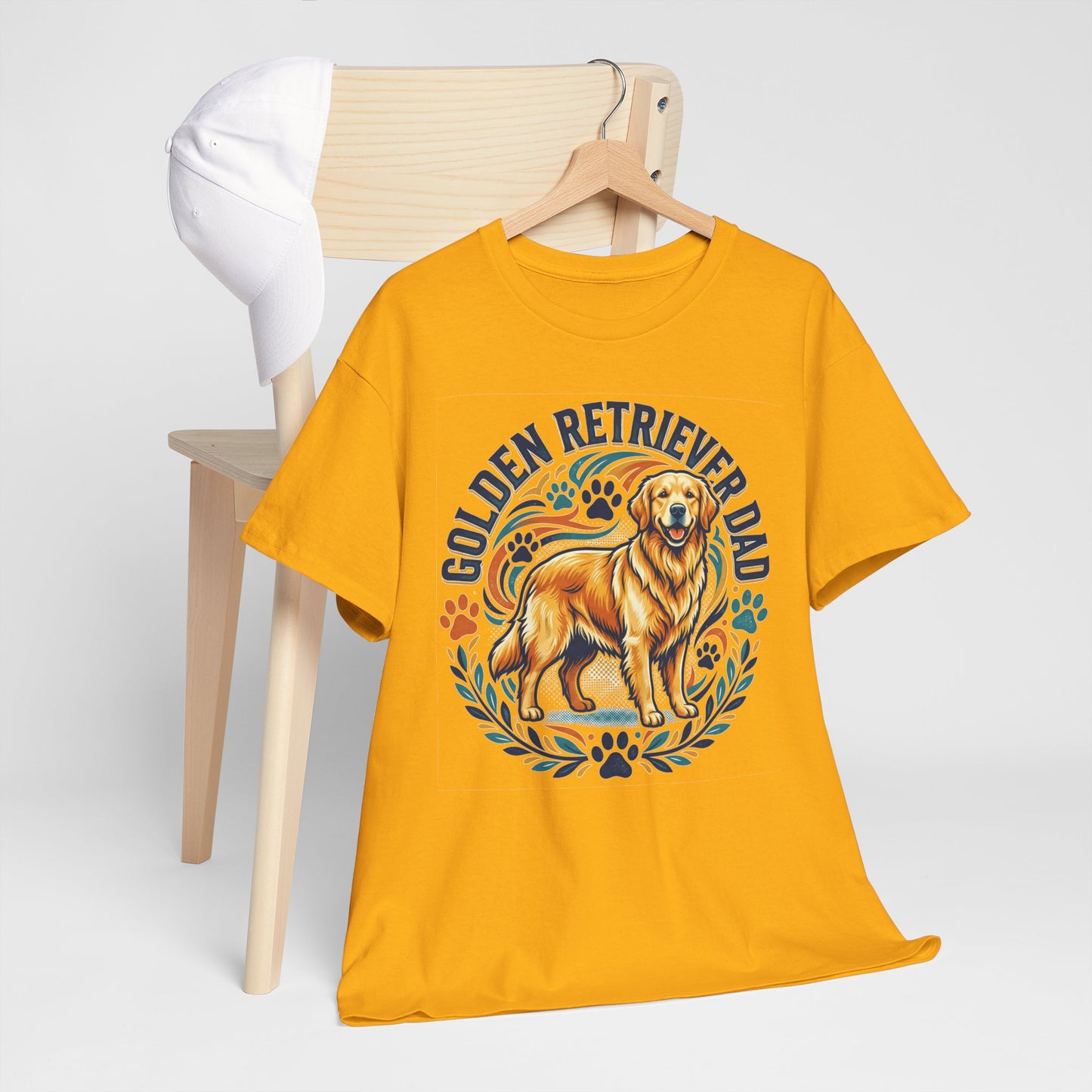 Golden Retriever Dad Printed Cotton T‑Shirt