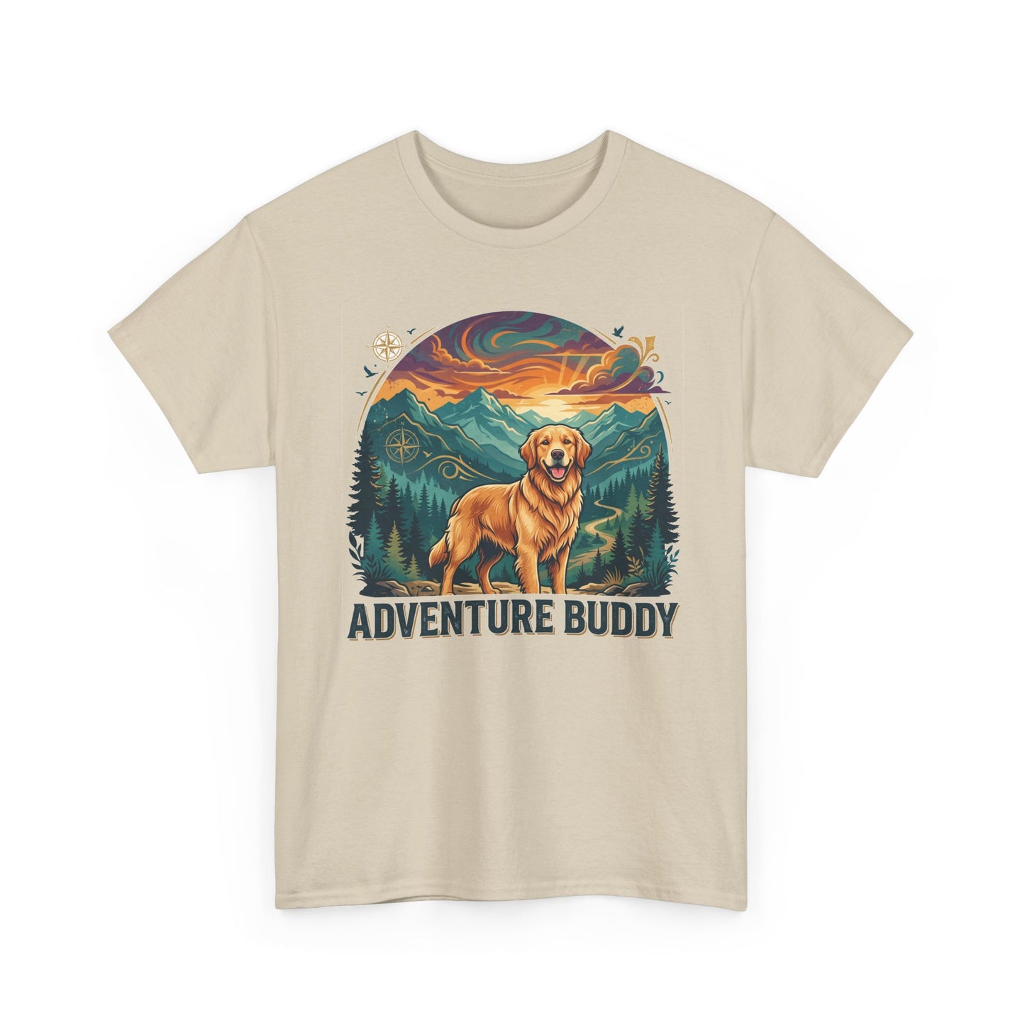 Golden Retriever Adventure Buddy Printed Graphic T-Shirt