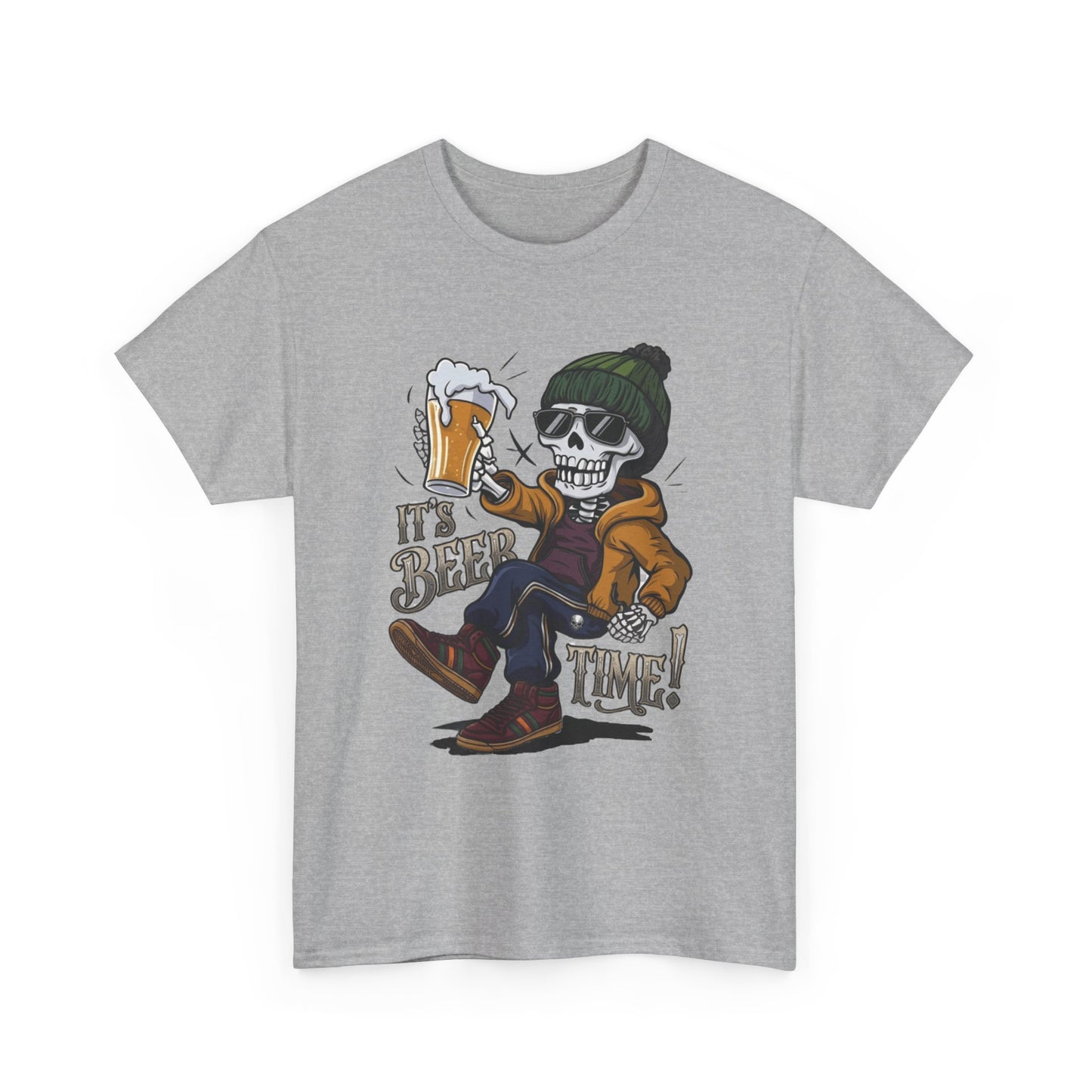 "It's Beer Time" Skull & Beanie Graphic Tee