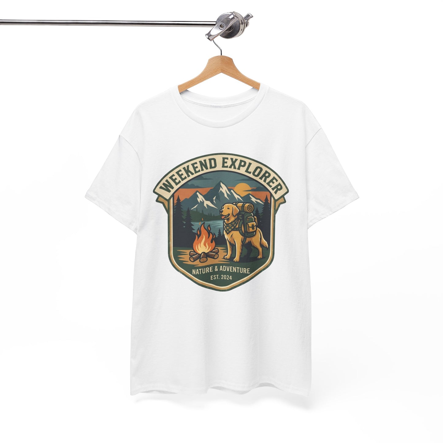Golden Retriever Weekend Explorer T-Shirt Outdoor Camping Mountain Graphic Tee