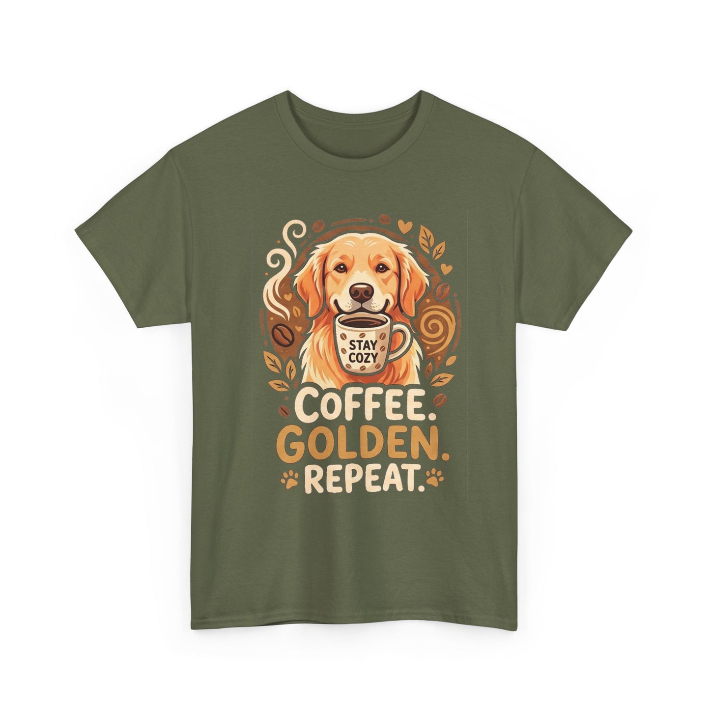 Golden Retriever Coffee Tee Shirt | Coffee Golden Repeat Dog Lover Graphic Tee