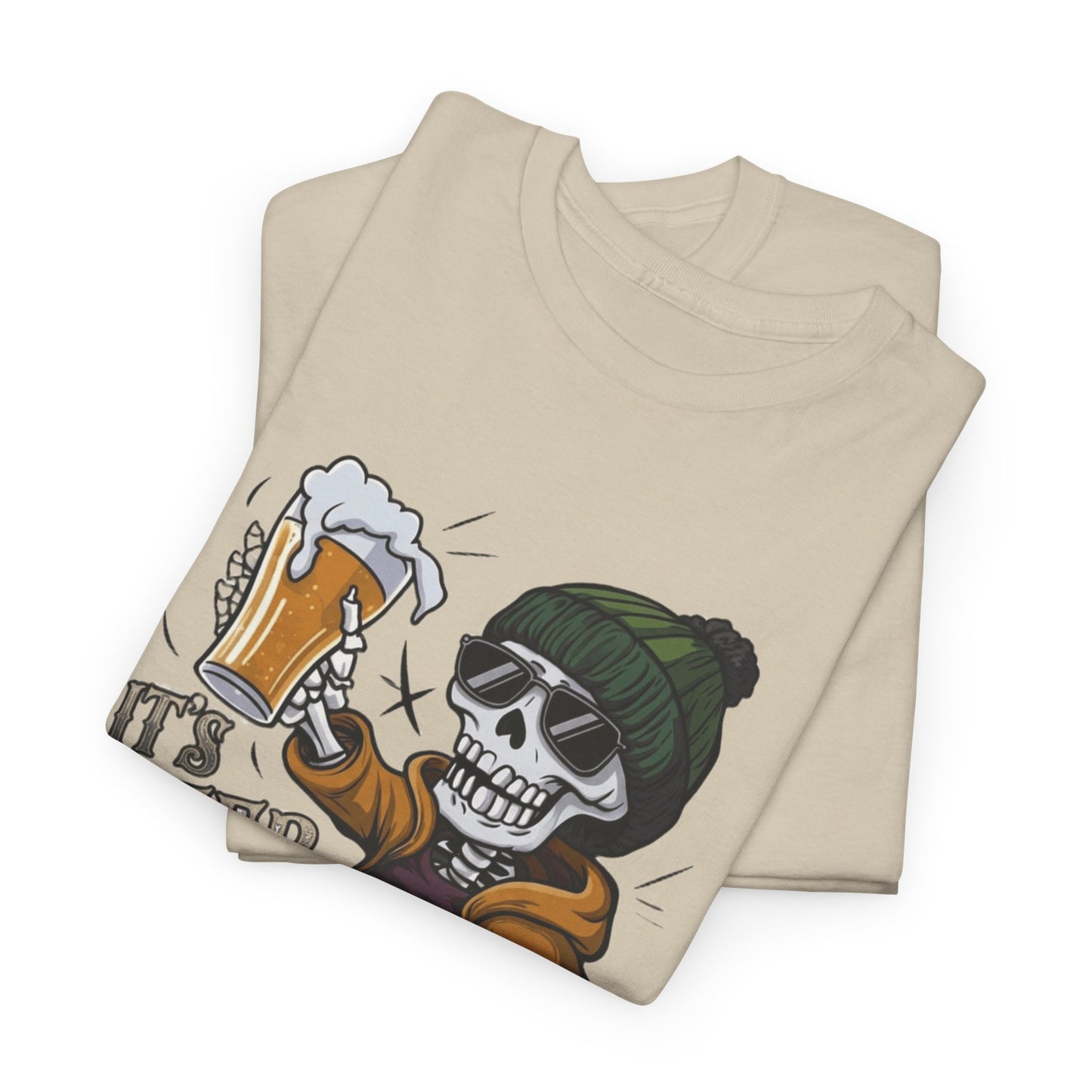 "It's Beer Time" Skull & Beanie Graphic Tee