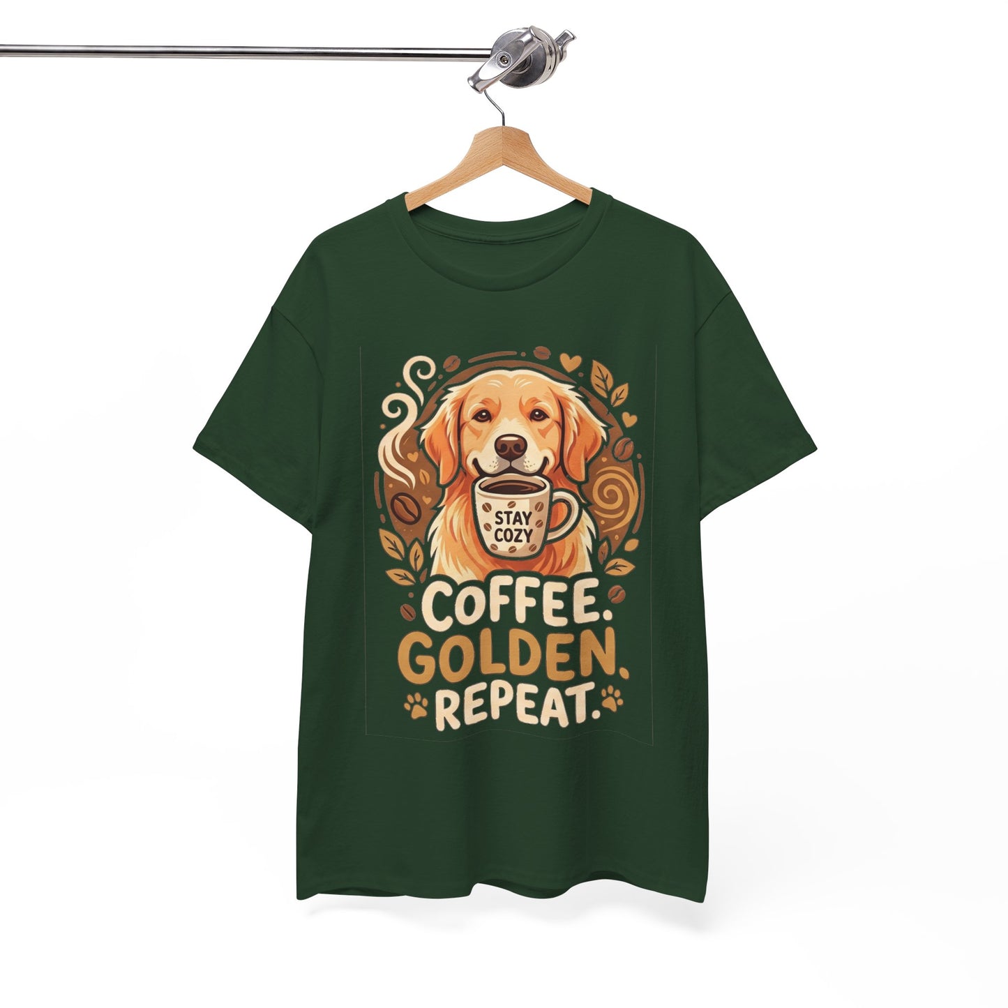 Golden Retriever Coffee Tee Shirt | Coffee Golden Repeat Dog Lover Graphic Tee