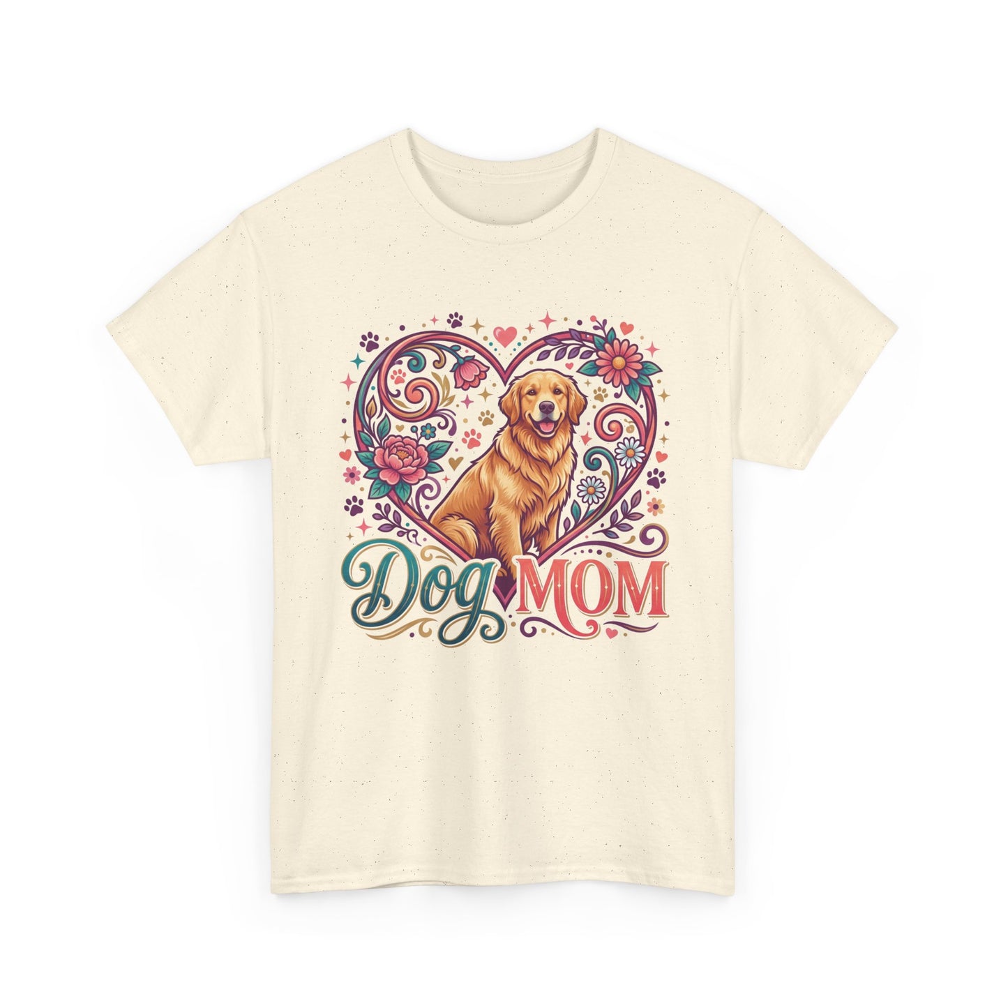Dog Mom T‑Shirt — Floral Heart Golden Retriever Tee for Dog Lovers, Mother’s Day Gift
