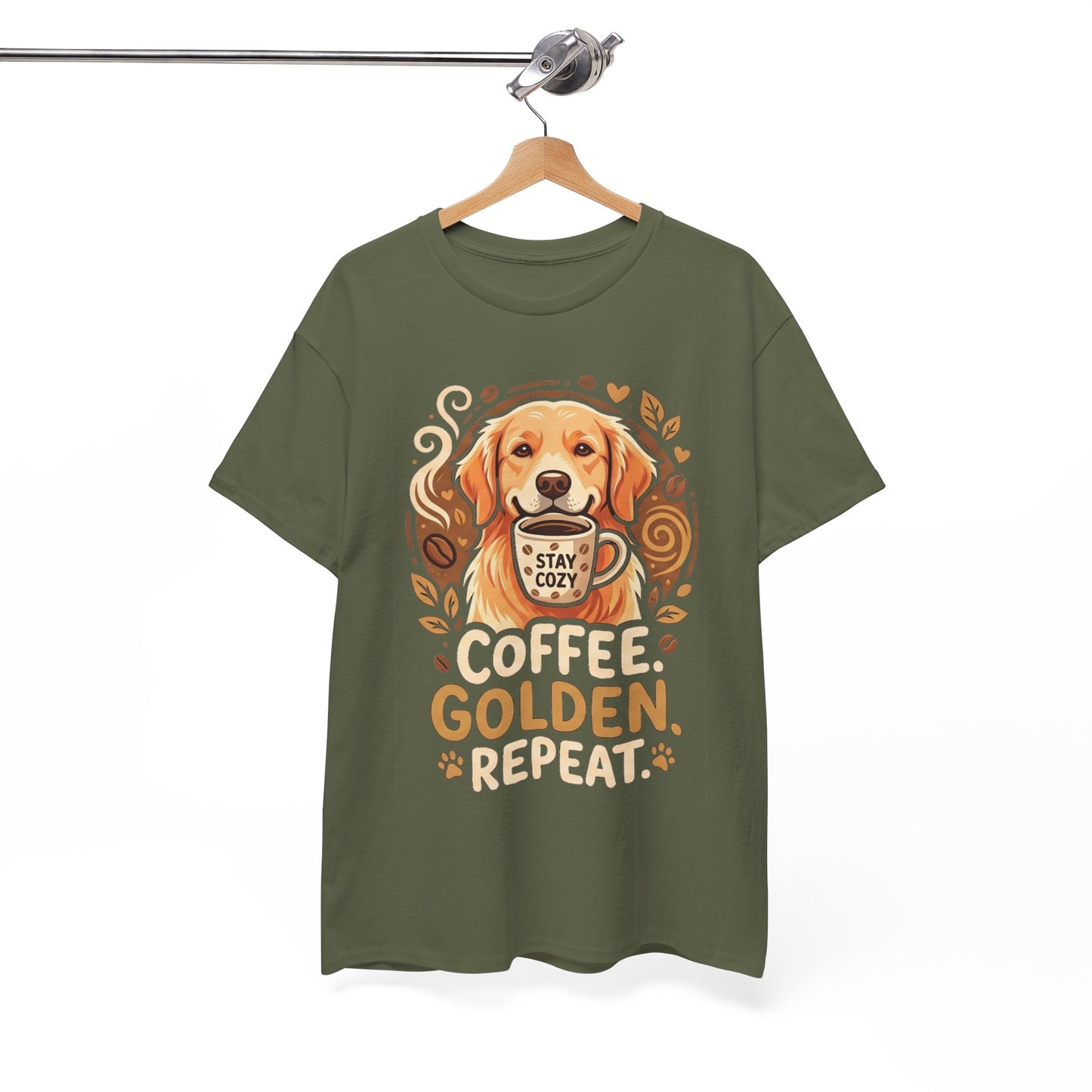 Golden Retriever Coffee Tee Shirt | Coffee Golden Repeat Dog Lover Graphic Tee