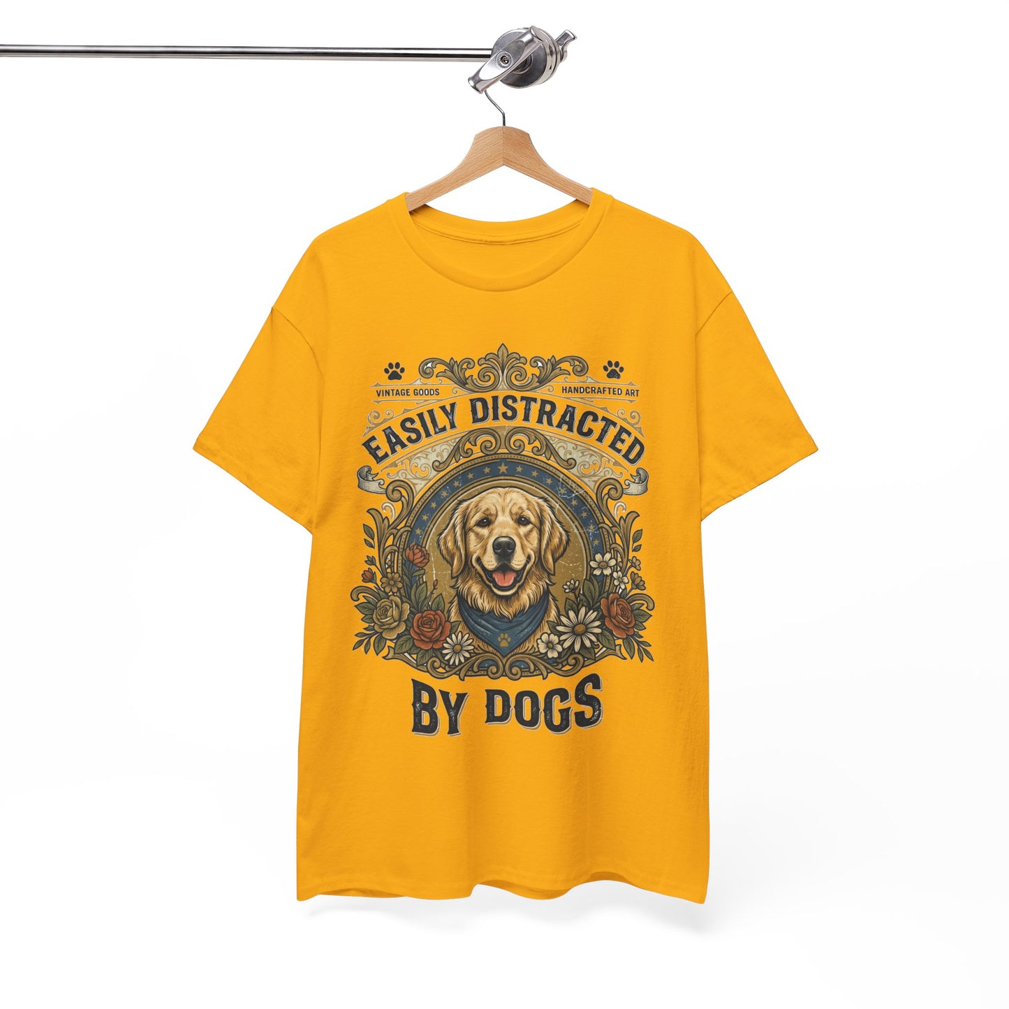 Easily Distracted By Dogs Printed Cotton T‑Shirt