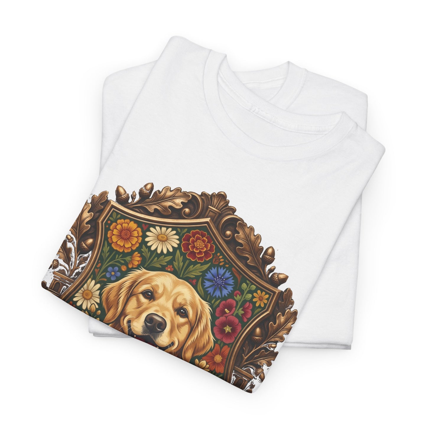Golden Retriever 'Endless Smiles' T-Shirt  Vintage Floral Crest Dog Graphic Tee