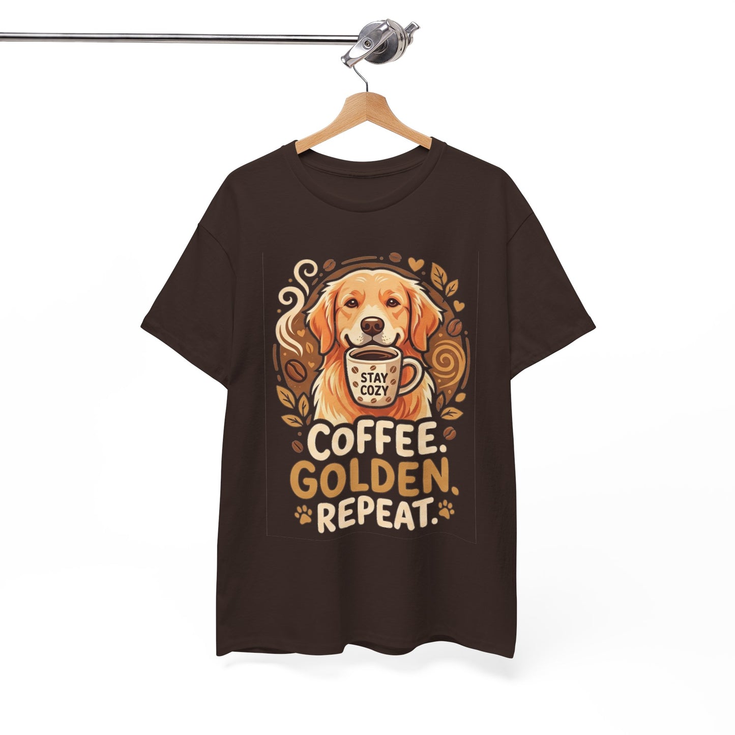 Golden Retriever Coffee Tee Shirt | Coffee Golden Repeat Dog Lover Graphic Tee
