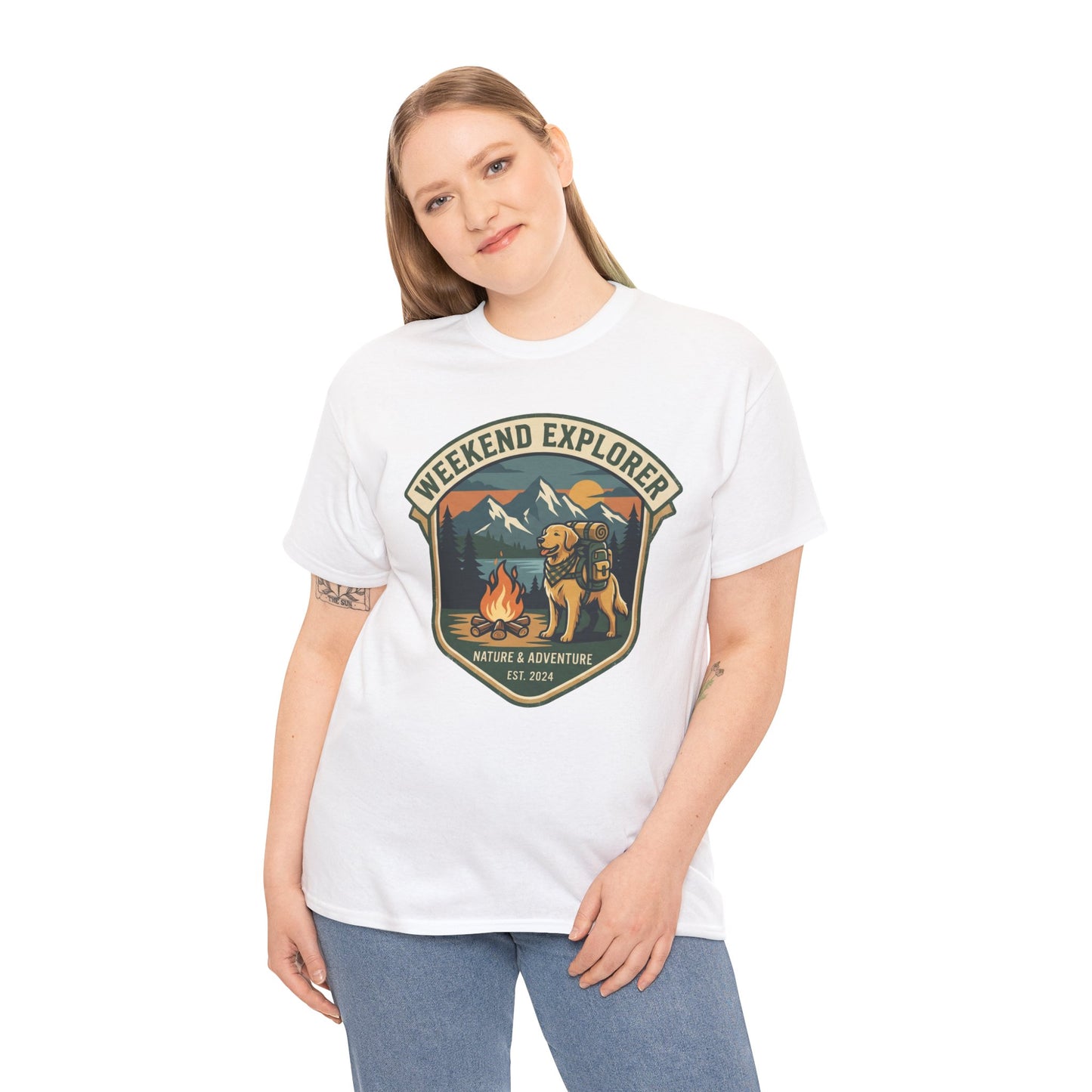 Golden Retriever Weekend Explorer T-Shirt Outdoor Camping Mountain Graphic Tee